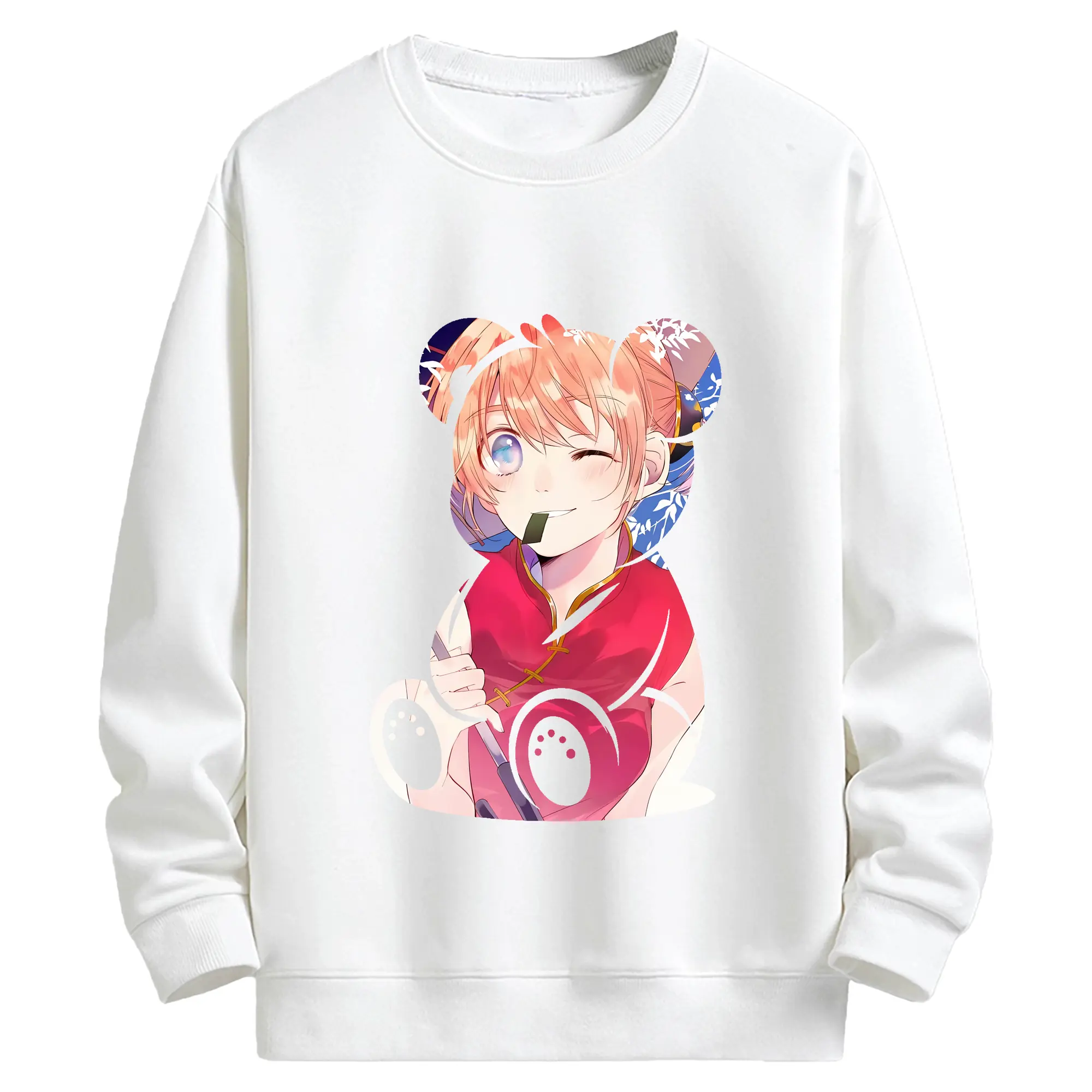 銀魂 グッズ 神楽 - キッズ クルーネックスウェットシャツ ・ フロントプリント ・ 綿80％ ポリエステル20％ ・ 快適 通学 スポーツ 日常使い お散歩用