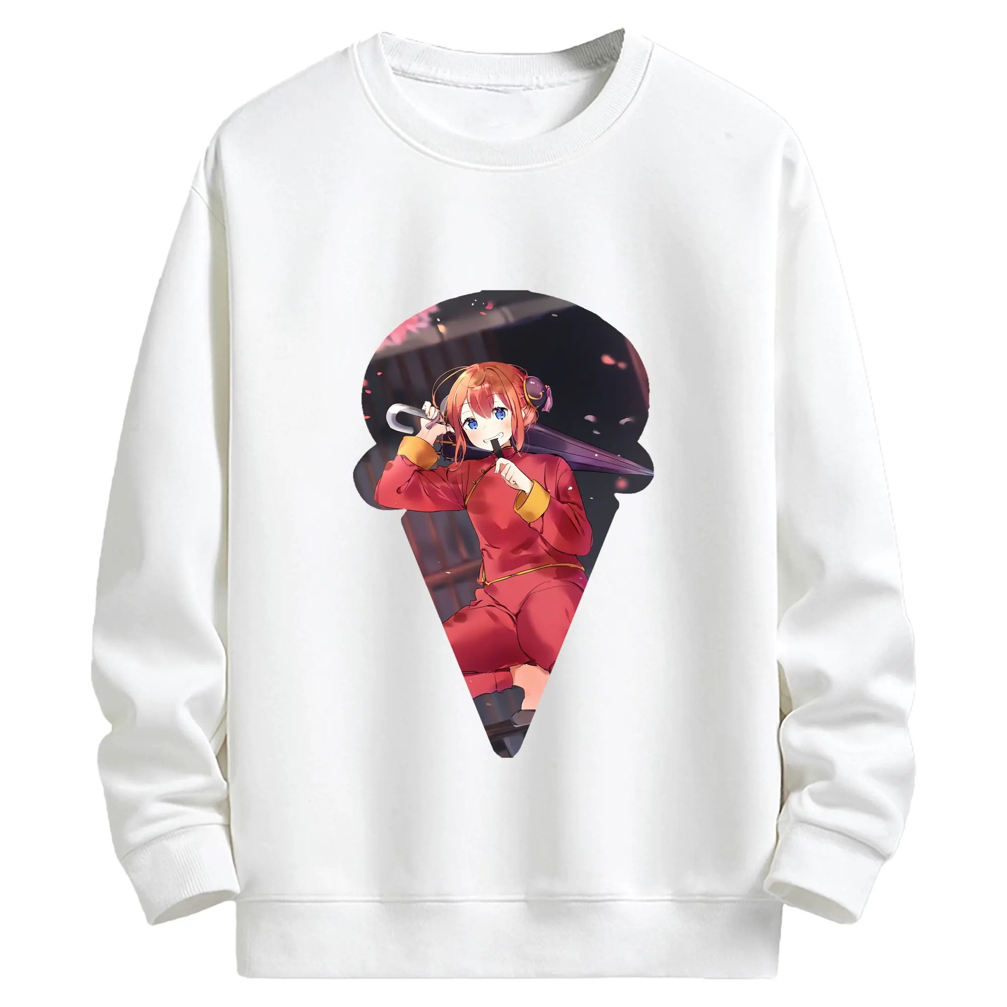 銀魂 グッズ 神楽 - キッズ クルーネックスウェットシャツ ・ フロントプリント ・ 綿80％ ポリエステル20％ ・ 快適 通学 スポーツ 日常使い お散歩用