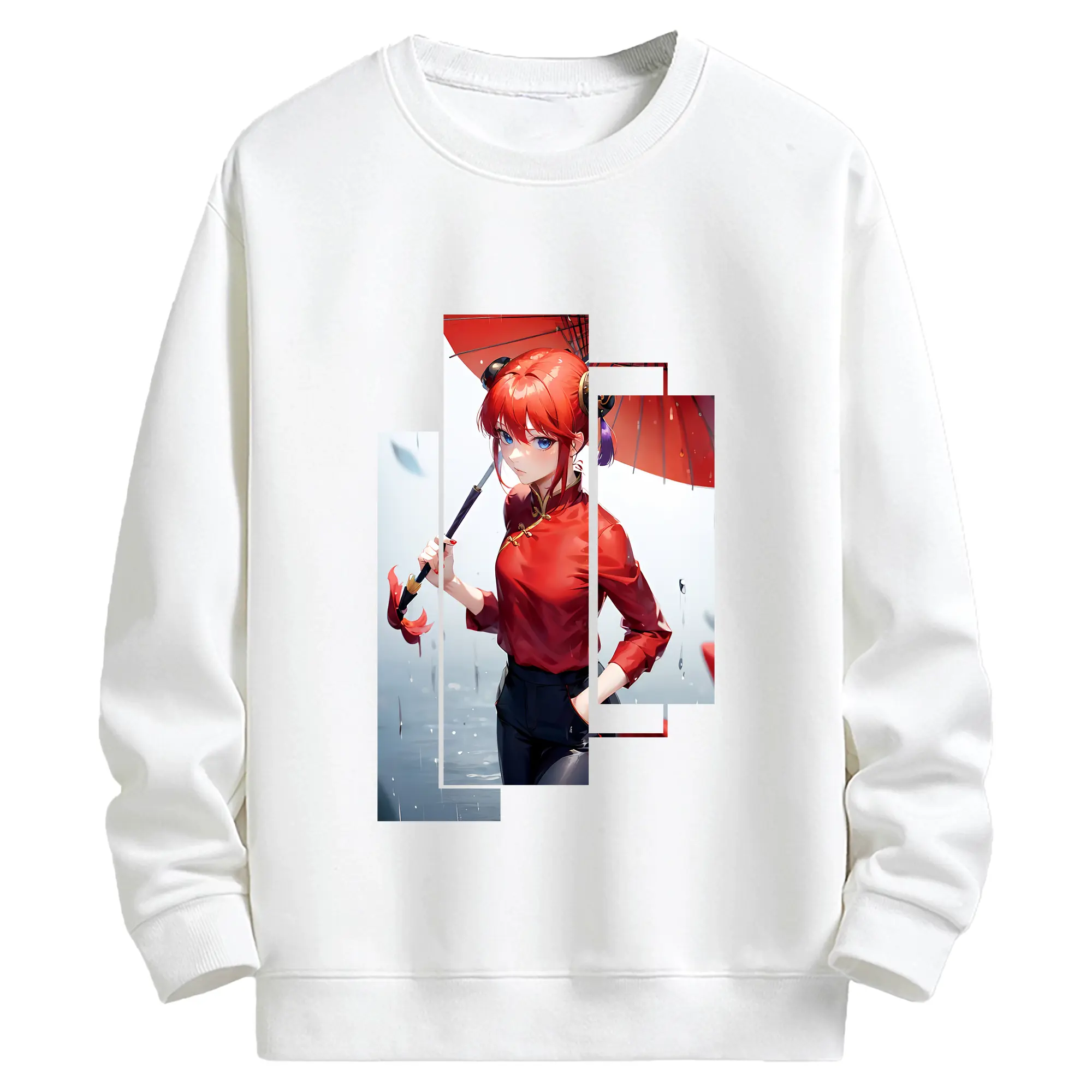 銀魂 グッズ 神楽 - キッズ クルーネックスウェットシャツ ・ フロントプリント ・ 綿80％ ポリエステル20％ ・ 快適 通学 スポーツ 日常使い お散歩用