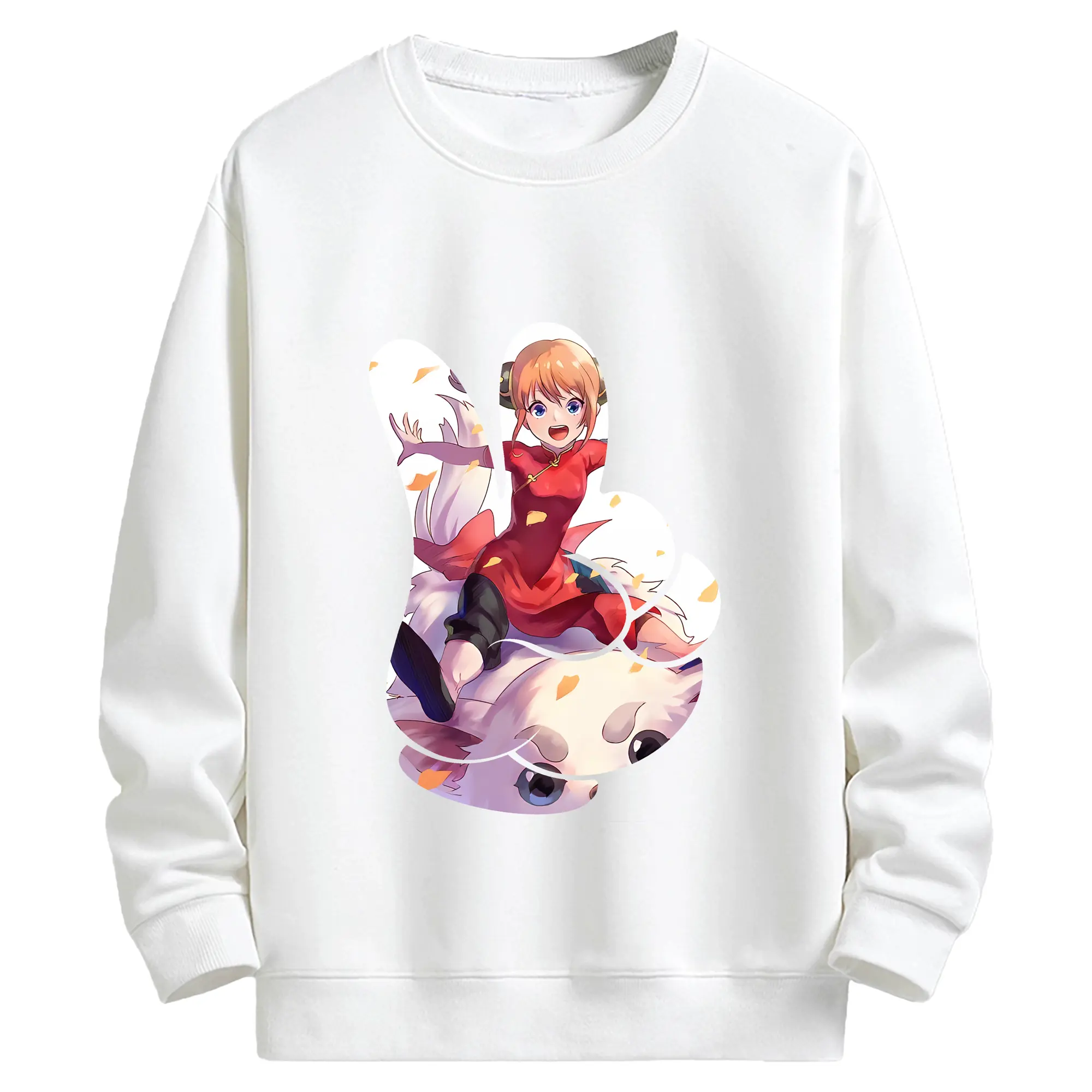 銀魂 グッズ 神楽 - キッズ クルーネックスウェットシャツ ・ フロントプリント ・ 綿80％ ポリエステル20％ ・ 快適 通学 スポーツ 日常使い お散歩用