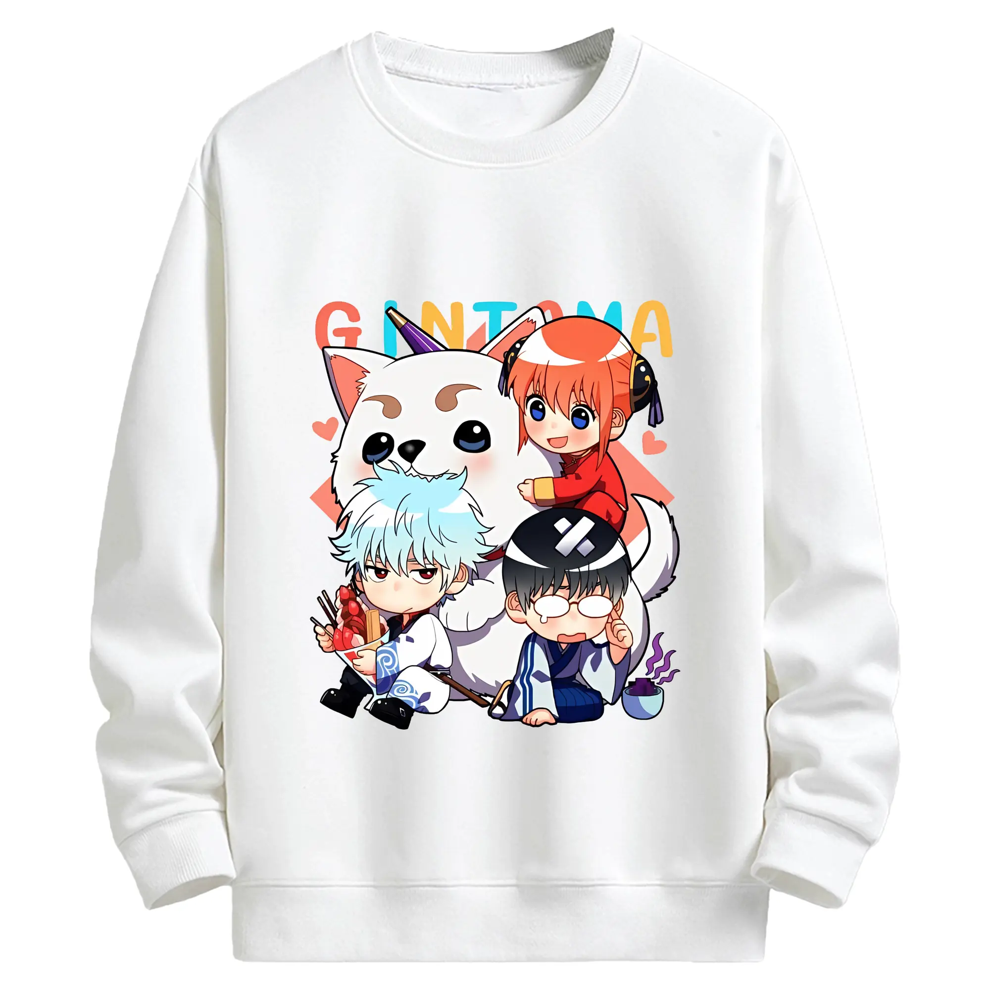 銀魂 グッズ 神楽 - キッズ クルーネックスウェットシャツ ・ フロントプリント ・ 綿80％ ポリエステル20％ ・ 快適 通学 スポーツ 日常使い お散歩用