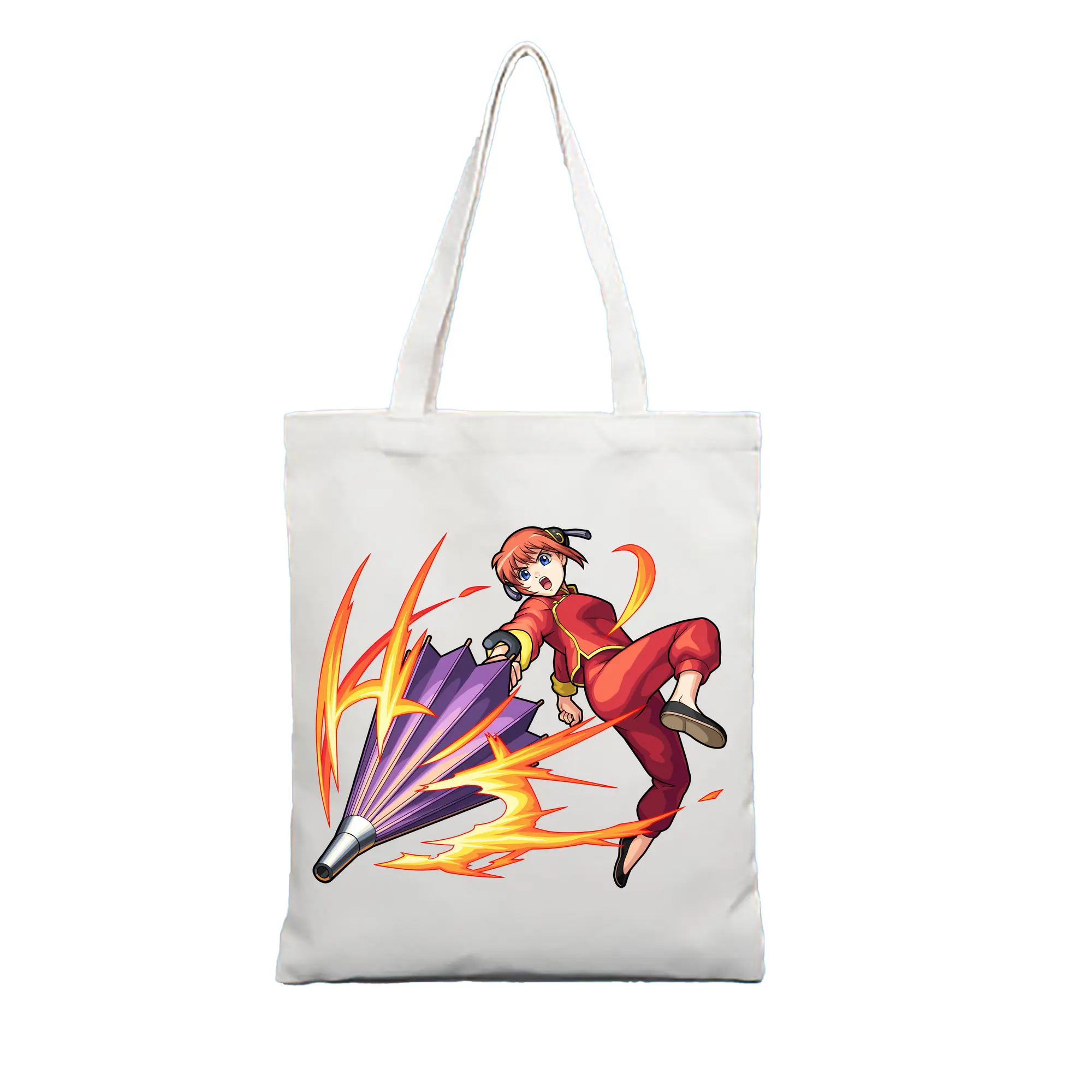 銀魂 グッズ 神楽 - 縦型キャンバス手提げバッグ（トートバッグ） ・ キャンバス素材 ・ ショッピング用 ・ 軽量 丈夫 お手入れ簡単