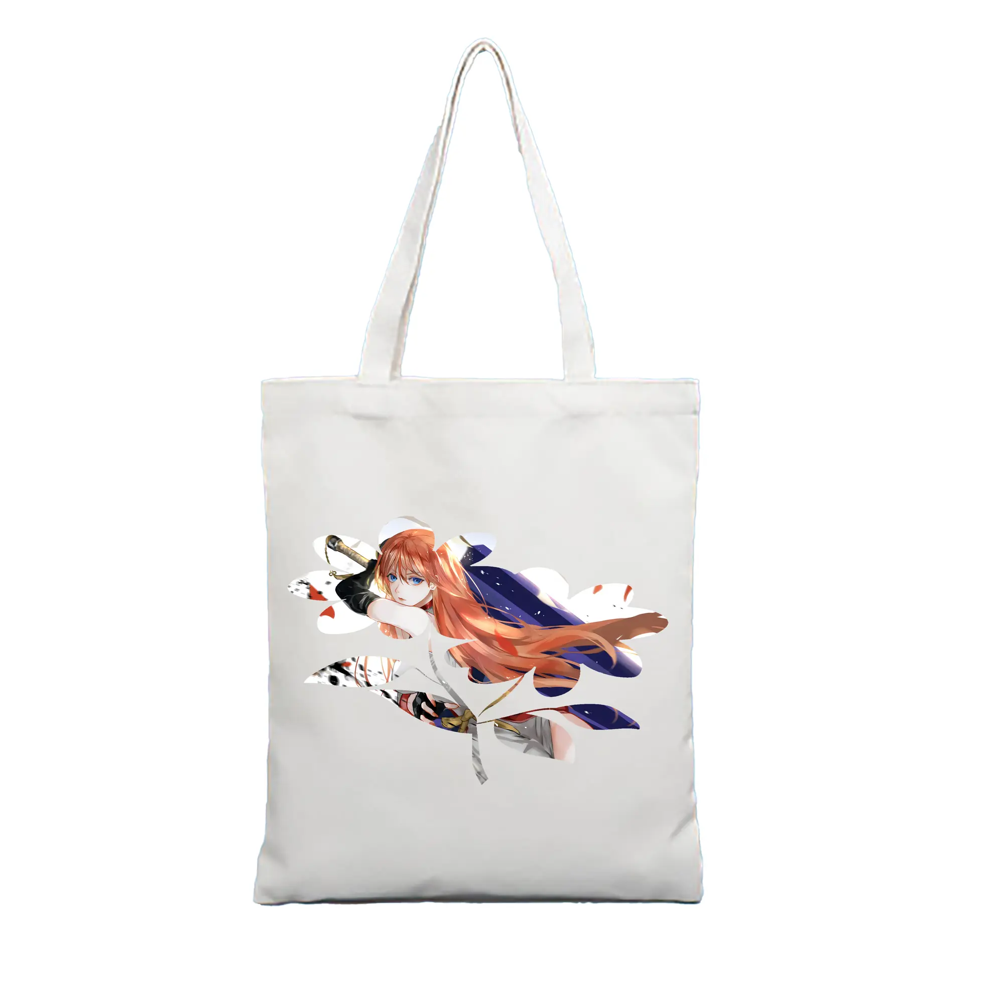銀魂 グッズ 神楽 - 縦型キャンバス手提げバッグ（トートバッグ） ・ キャンバス素材 ・ ショッピング用 ・ 軽量 丈夫 お手入れ簡単