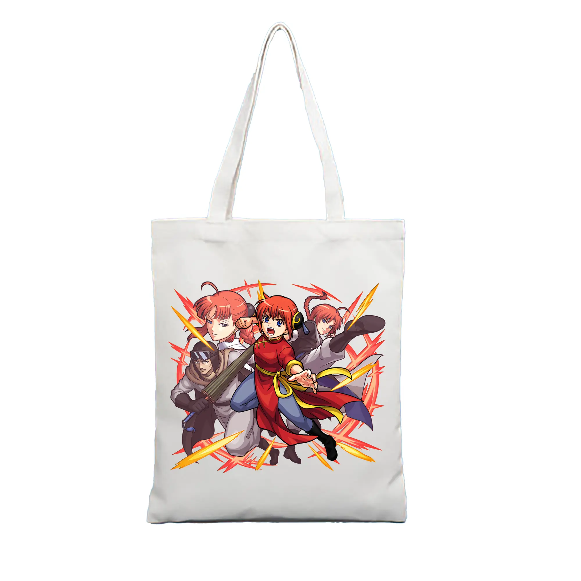 銀魂 グッズ 神楽 - 縦型キャンバス手提げバッグ（トートバッグ） ・ キャンバス素材 ・ ショッピング用 ・ 軽量 丈夫 お手入れ簡単