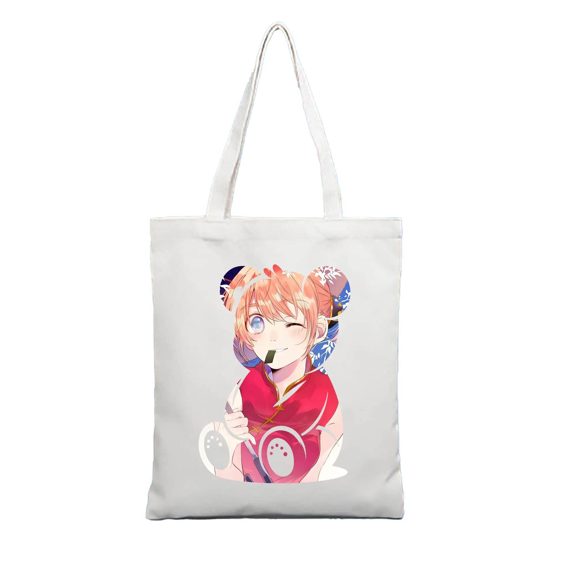 銀魂 グッズ 神楽 - 縦型キャンバス手提げバッグ（トートバッグ） ・ キャンバス素材 ・ ショッピング用 ・ 軽量 丈夫 お手入れ簡単