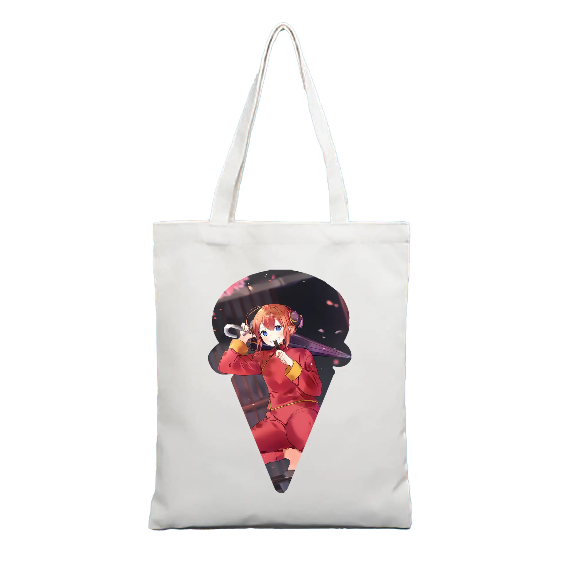 銀魂 グッズ 神楽 - 縦型キャンバス手提げバッグ（トートバッグ） ・ キャンバス素材 ・ ショッピング用 ・ 軽量 丈夫 お手入れ簡単