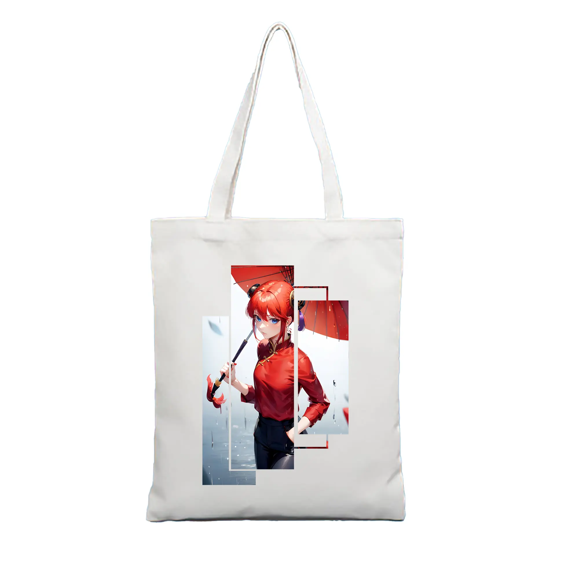 銀魂 グッズ 神楽 - 縦型キャンバス手提げバッグ（トートバッグ） ・ キャンバス素材 ・ ショッピング用 ・ 軽量 丈夫 お手入れ簡単