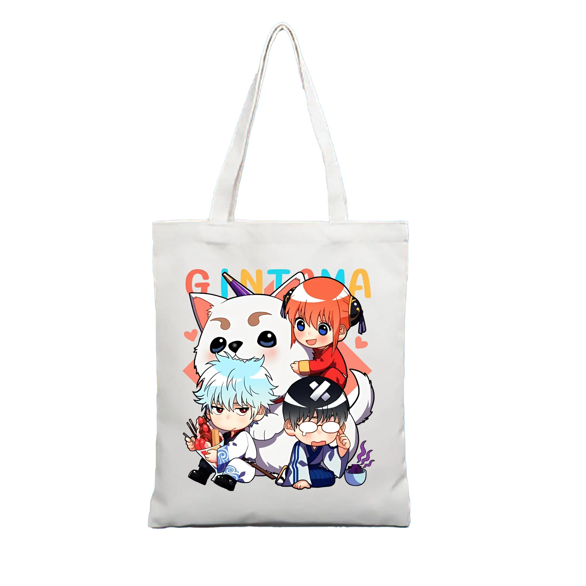 銀魂 グッズ 神楽 - 縦型キャンバス手提げバッグ（トートバッグ） ・ キャンバス素材 ・ ショッピング用 ・ 軽量 丈夫 お手入れ簡単