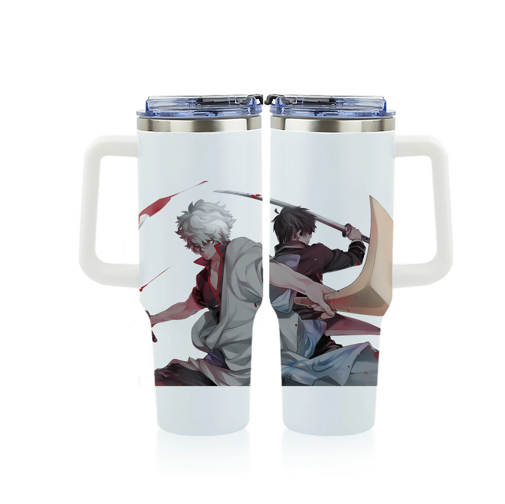 銀魂 グッズ 坂田 銀時 - 1200mL フルプリント車用タンブラー ・ 304ステンレス 内側 ・ 201ステンレス 外側 ・ 保温 保冷 ・ 通勤 ドライブ アウトドア用