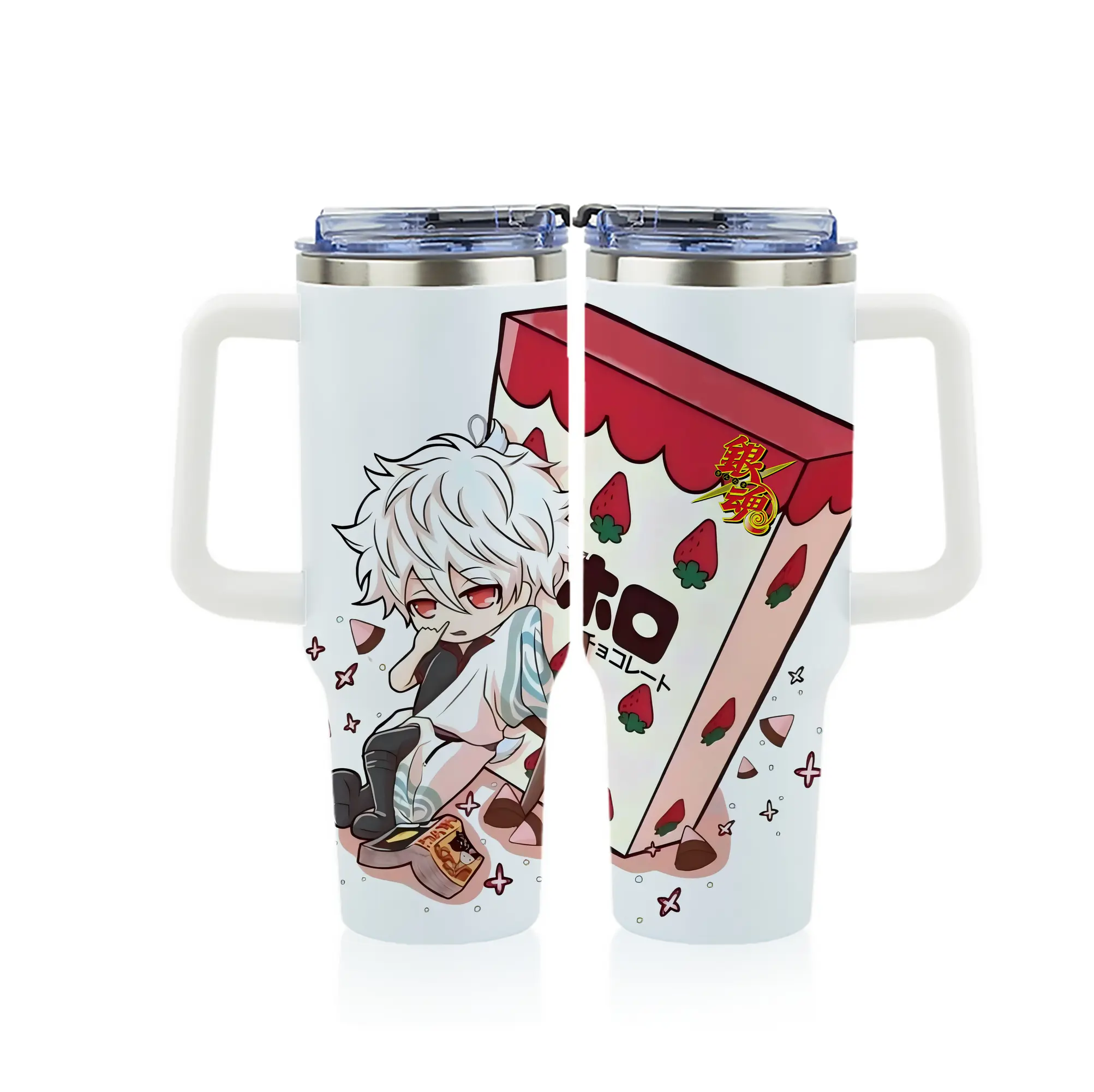 銀魂 グッズ 坂田 銀時 - 1200mL フルプリント車用タンブラー ・ 304ステンレス 内側 ・ 201ステンレス 外側 ・ 保温 保冷 ・ 通勤 ドライブ アウトドア用