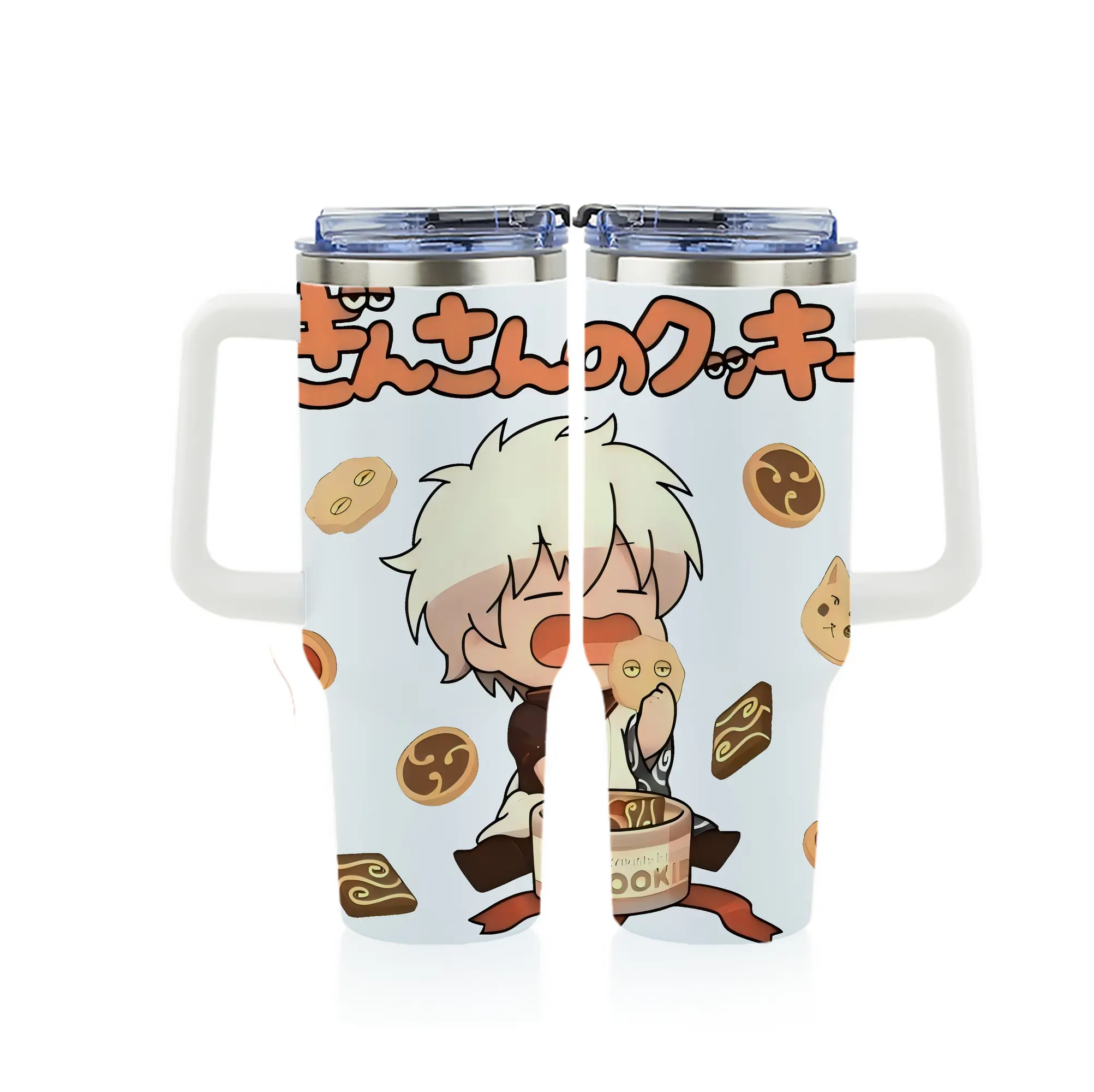 銀魂 グッズ 坂田 銀時 - 1200mL フルプリント車用タンブラー ・ 304ステンレス 内側 ・ 201ステンレス 外側 ・ 保温 保冷 ・ 通勤 ドライブ アウトドア用