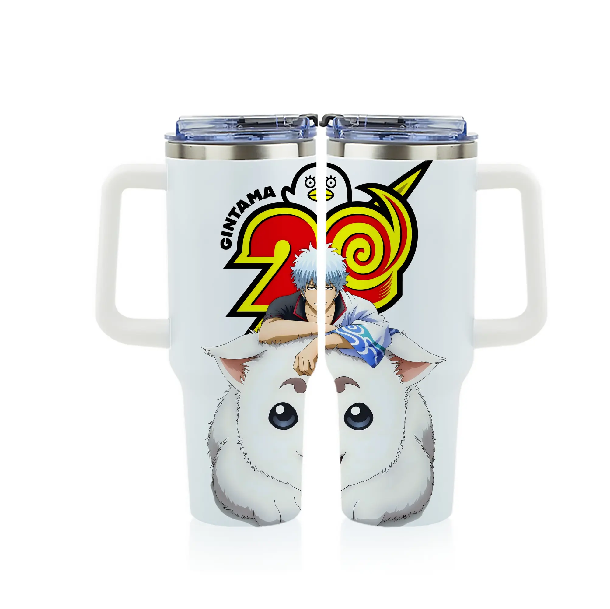 銀魂 グッズ 坂田 銀時 - 1200mL フルプリント車用タンブラー ・ 304ステンレス 内側 ・ 201ステンレス 外側 ・ 保温 保冷 ・ 通勤 ドライブ アウトドア用