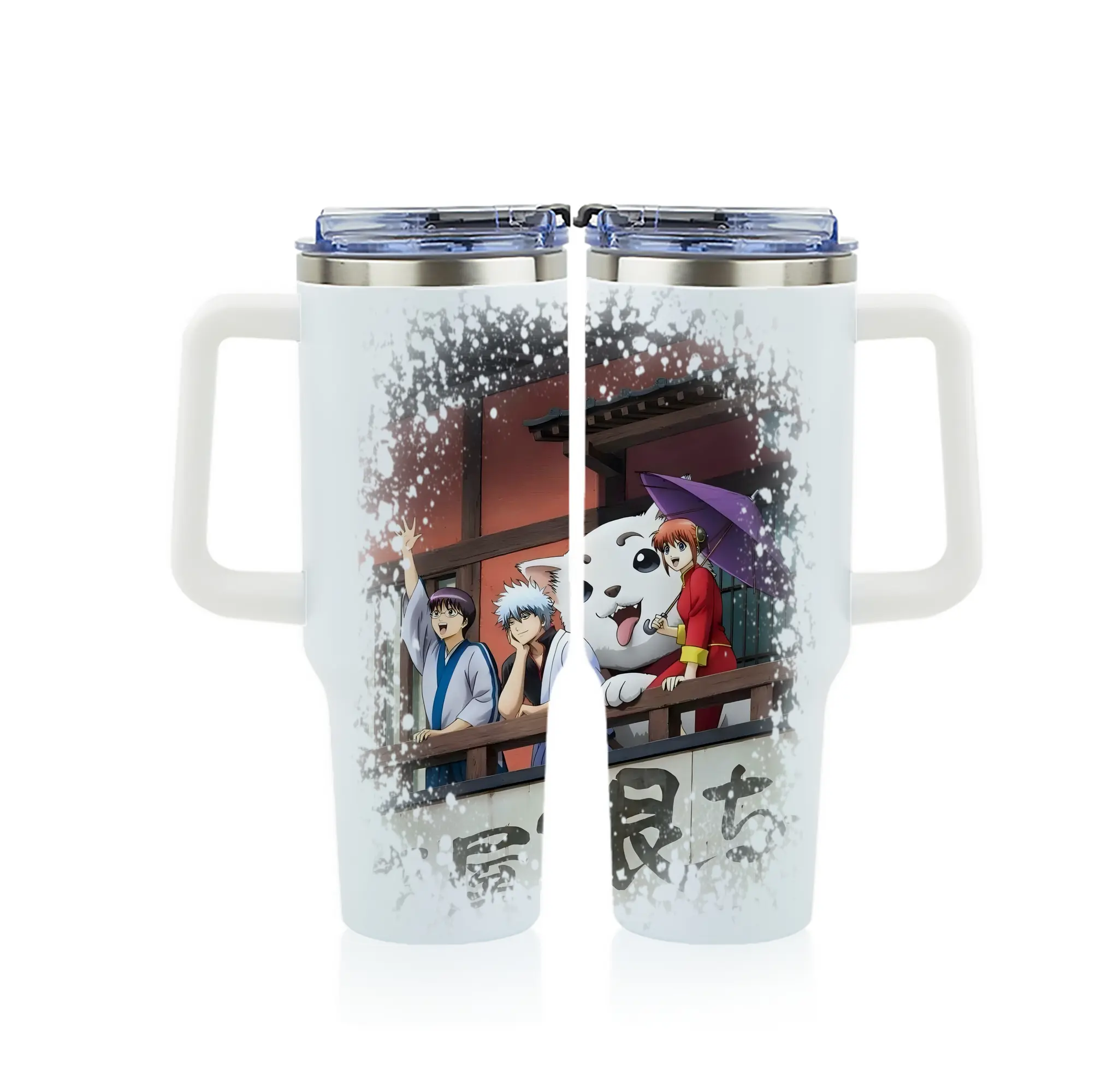 銀魂 グッズ 坂田 銀時 - 1200mL フルプリント車用タンブラー ・ 304ステンレス 内側 ・ 201ステンレス 外側 ・ 保温 保冷 ・ 通勤 ドライブ アウトドア用