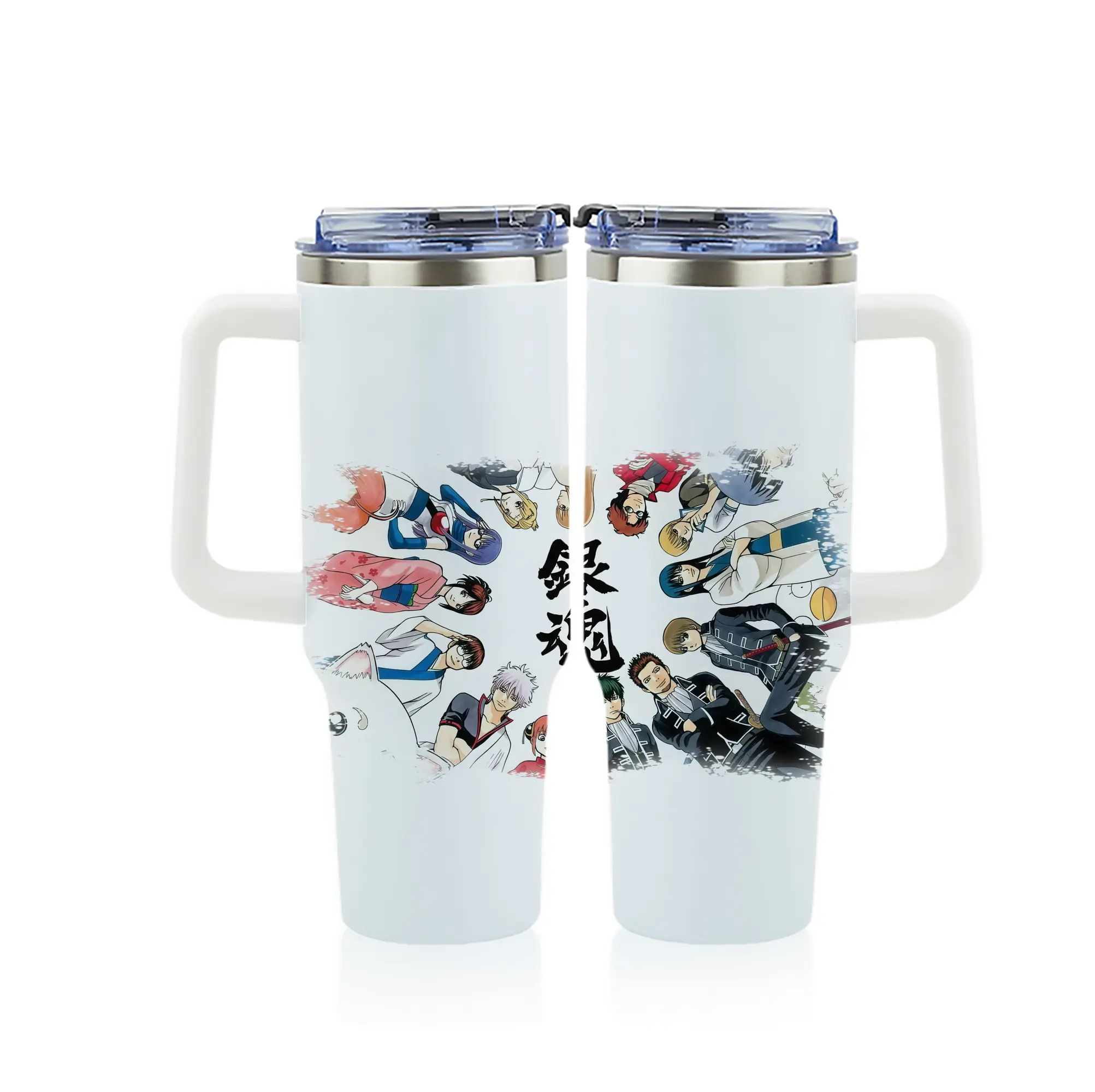 銀魂 グッズ 坂田 銀時 - 1200mL フルプリント車用タンブラー ・ 304ステンレス 内側 ・ 201ステンレス 外側 ・ 保温 保冷 ・ 通勤 ドライブ アウトドア用