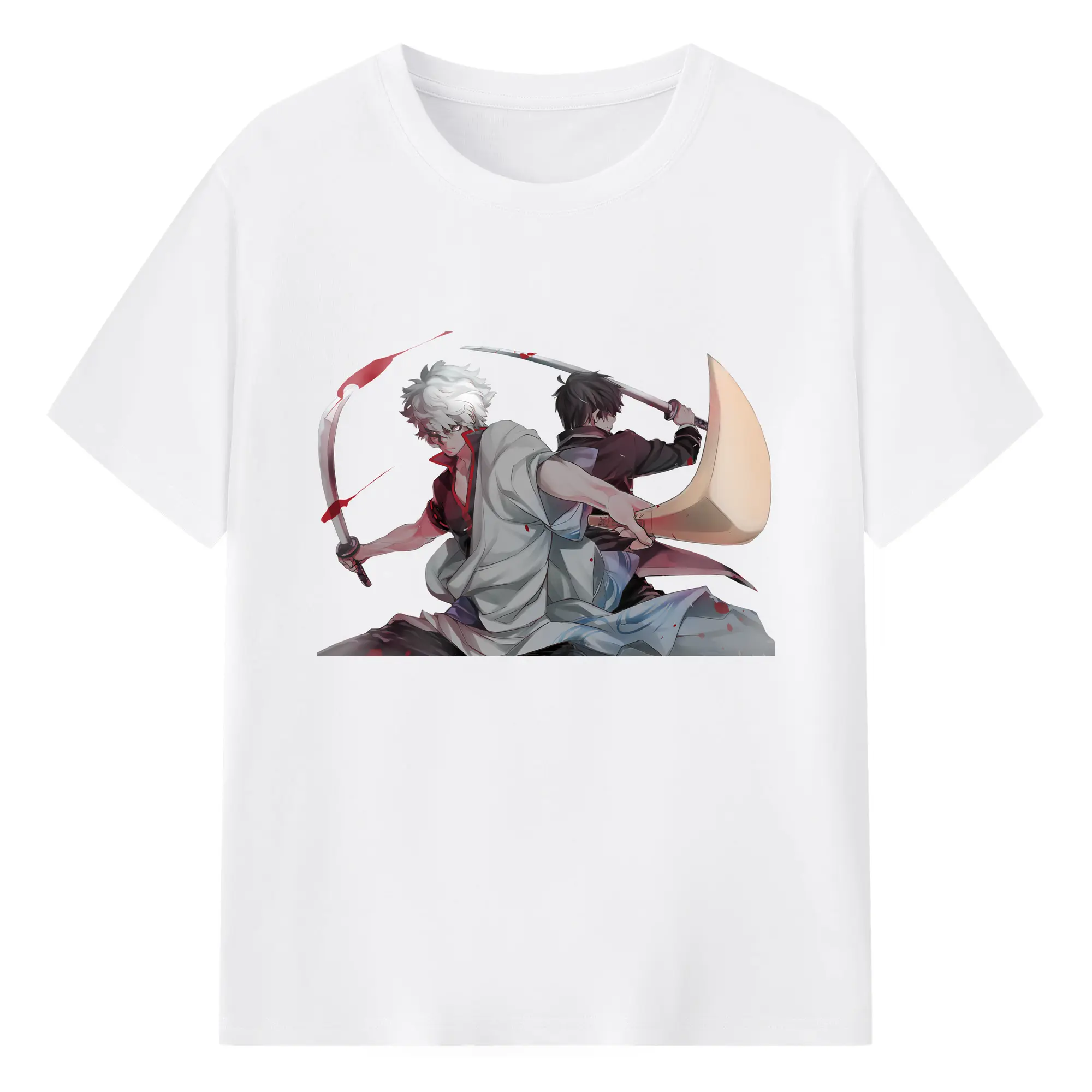 銀魂 グッズ 坂田 銀時 - 綿100％ 半袖Tシャツ ・ フロントプリント ・ 快適 通気性 ・ 日常使い 散歩 スポーツ用