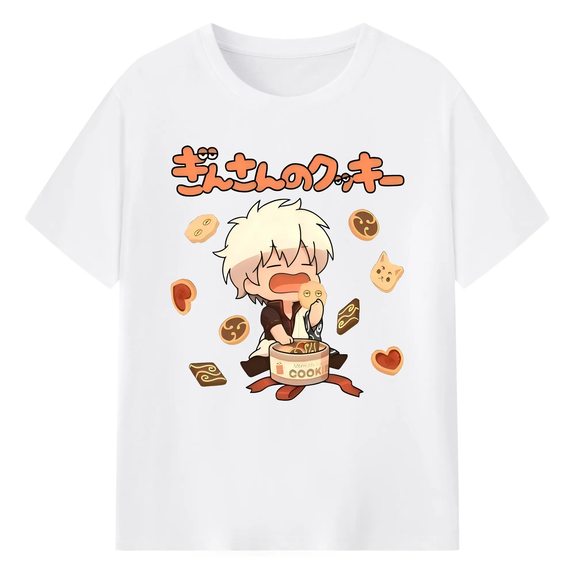 銀魂 グッズ 坂田 銀時 - 綿100％ 半袖Tシャツ ・ フロントプリント ・ 快適 通気性 ・ 日常使い 散歩 スポーツ用