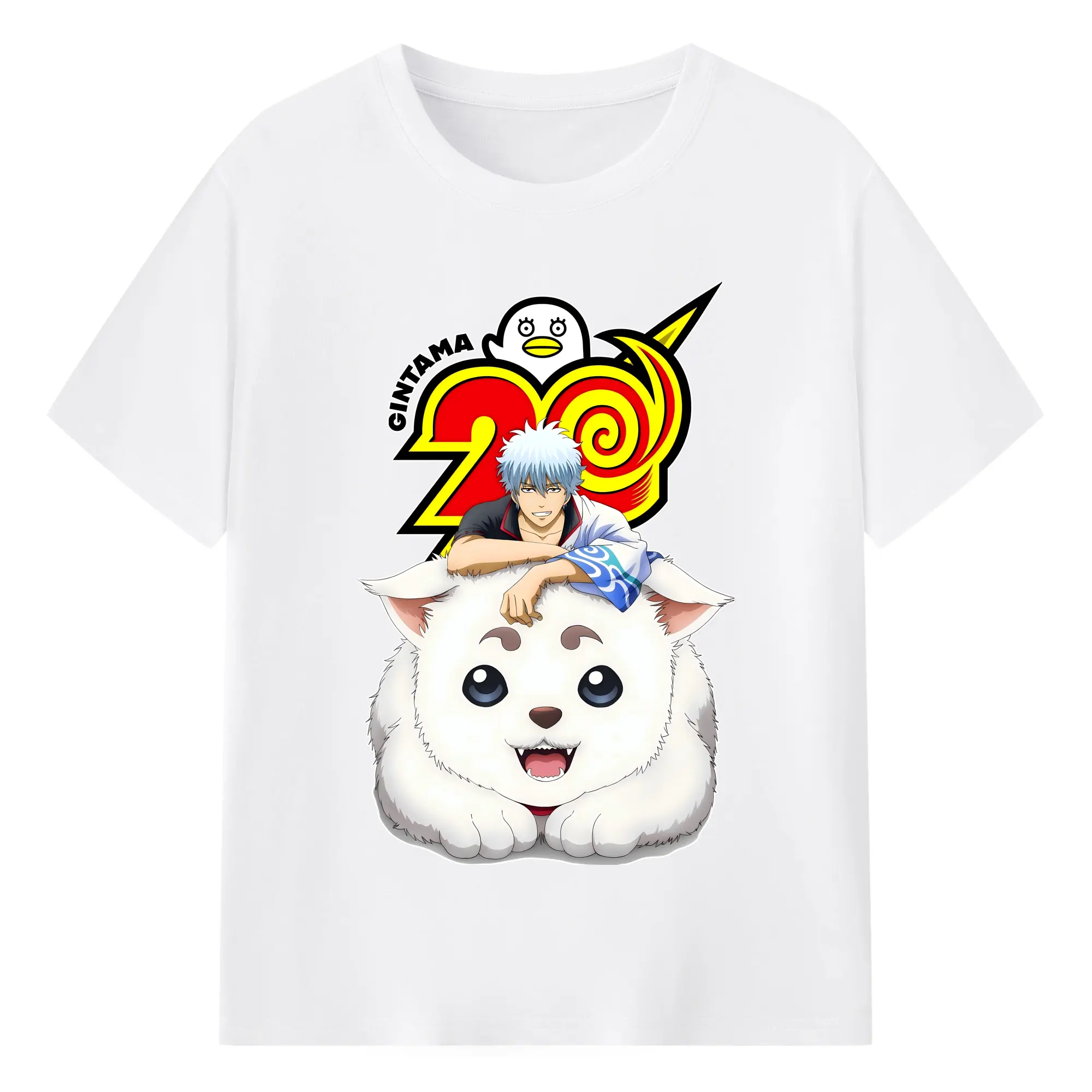 銀魂 グッズ 坂田 銀時 - 綿100％ 半袖Tシャツ ・ フロントプリント ・ 快適 通気性 ・ 日常使い 散歩 スポーツ用