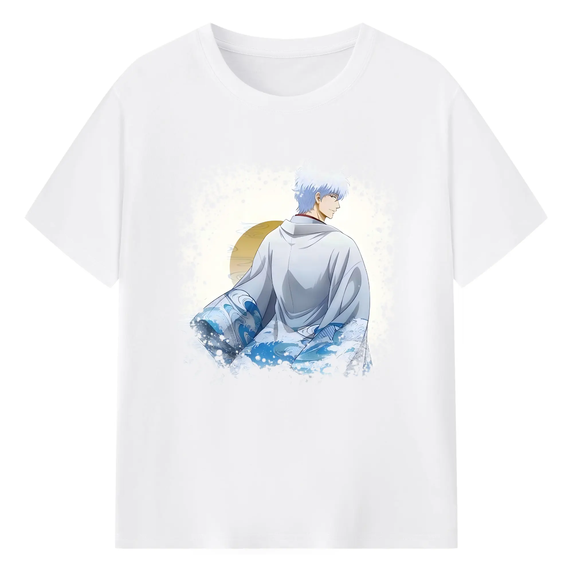 銀魂 グッズ 坂田 銀時 - 綿100％ 半袖Tシャツ ・ フロントプリント ・ 快適 通気性 ・ 日常使い 散歩 スポーツ用