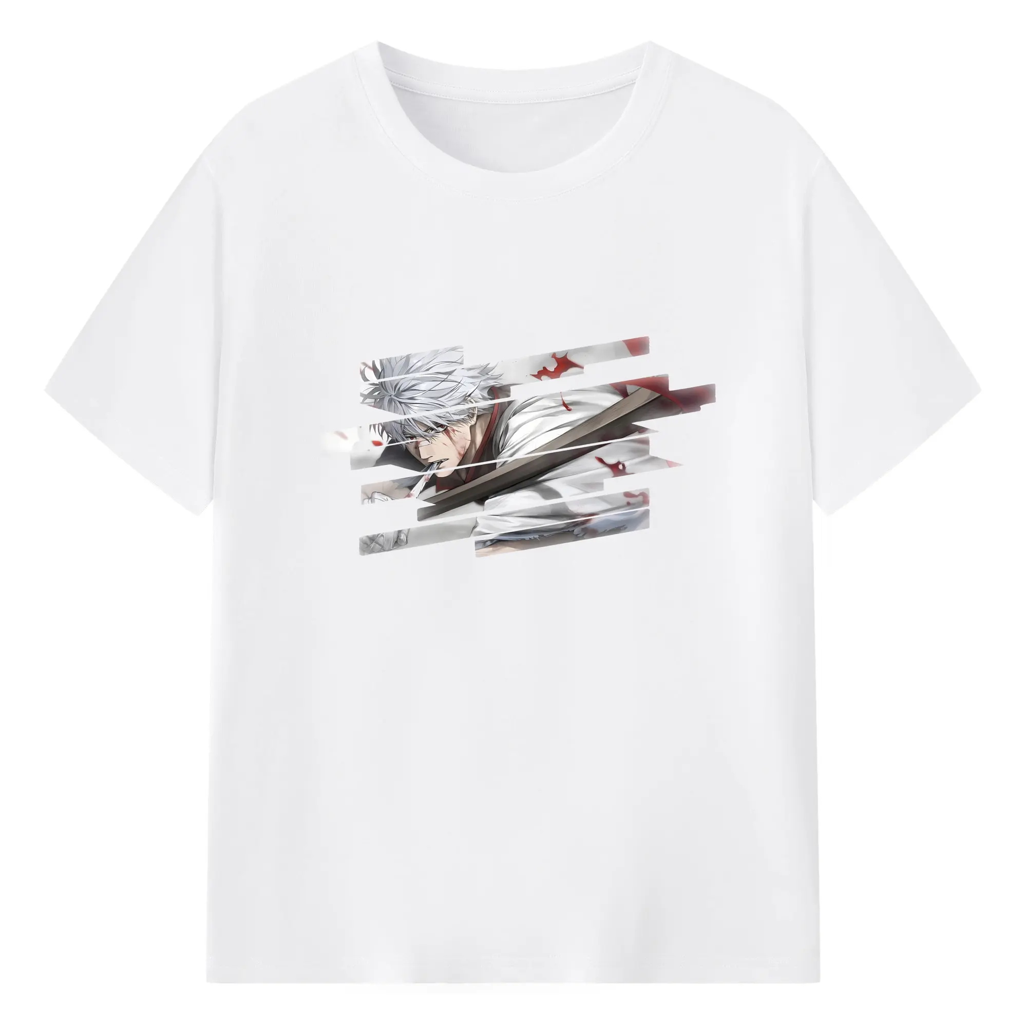 銀魂 グッズ 坂田 銀時 - 綿100％ 半袖Tシャツ ・ フロントプリント ・ 快適 通気性 ・ 日常使い 散歩 スポーツ用