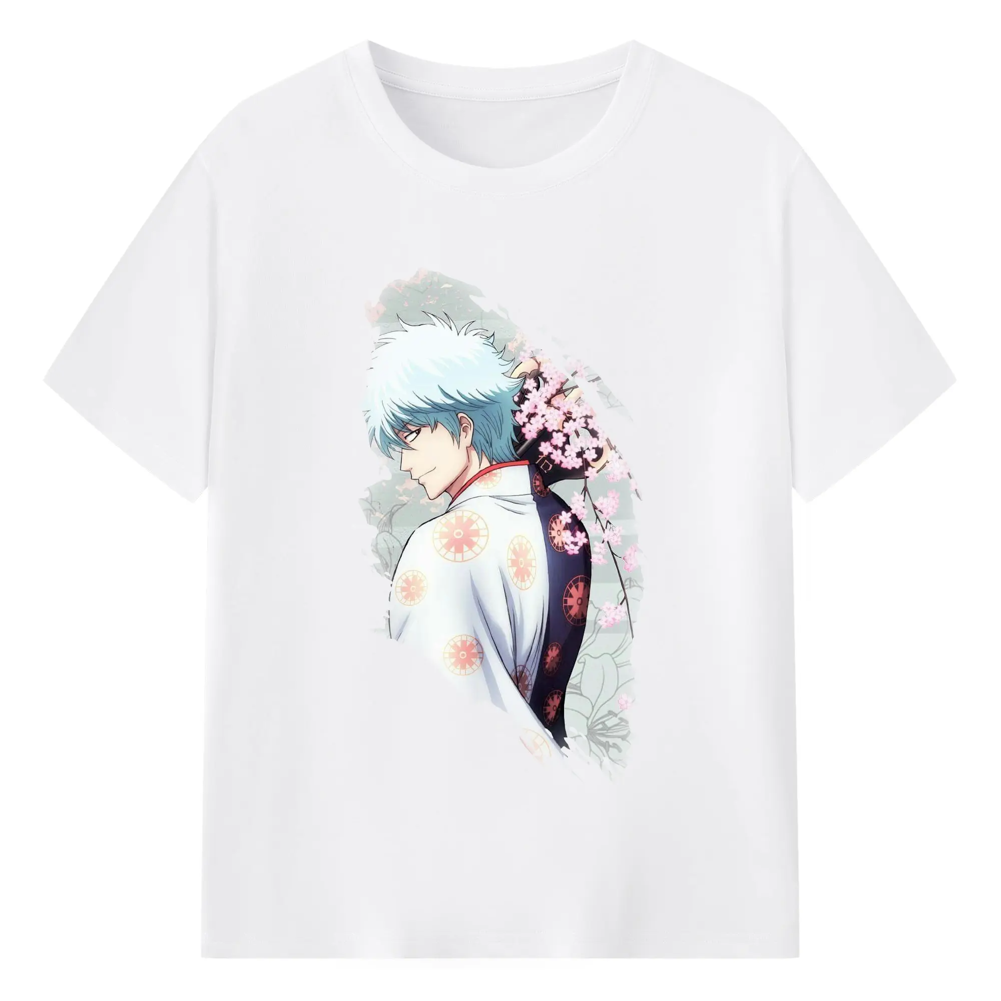 銀魂 グッズ 坂田 銀時 - 綿100％ 半袖Tシャツ ・ フロントプリント ・ 快適 通気性 ・ 日常使い 散歩 スポーツ用