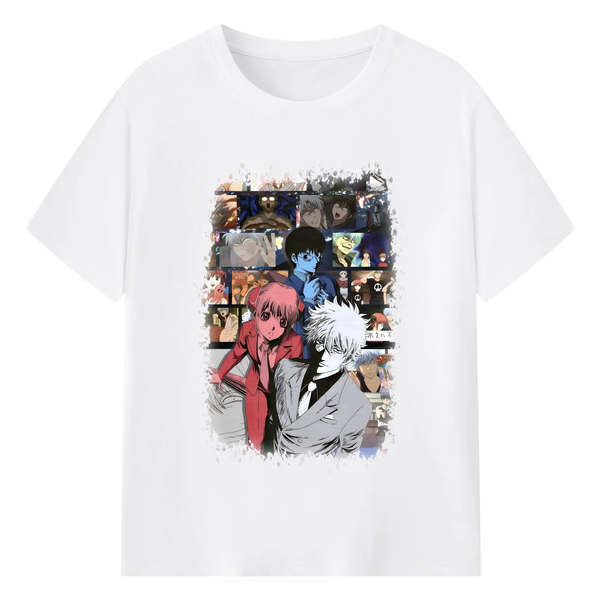 銀魂 グッズ 坂田 銀時 - 綿100％ 半袖Tシャツ ・ フロントプリント ・ 快適 通気性 ・ 日常使い 散歩 スポーツ用