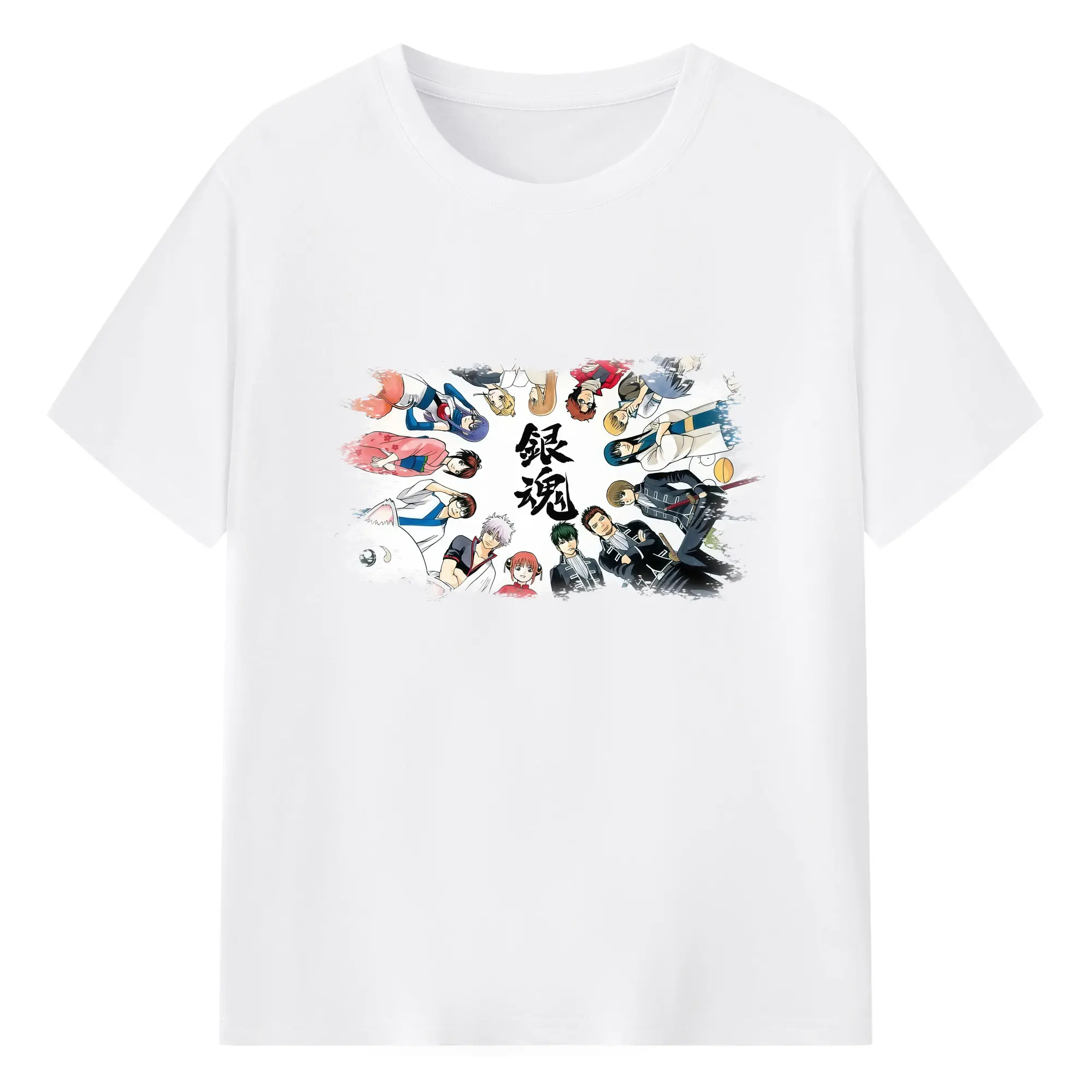 銀魂 グッズ 坂田 銀時 - 綿100％ 半袖Tシャツ ・ フロントプリント ・ 快適 通気性 ・ 日常使い 散歩 スポーツ用