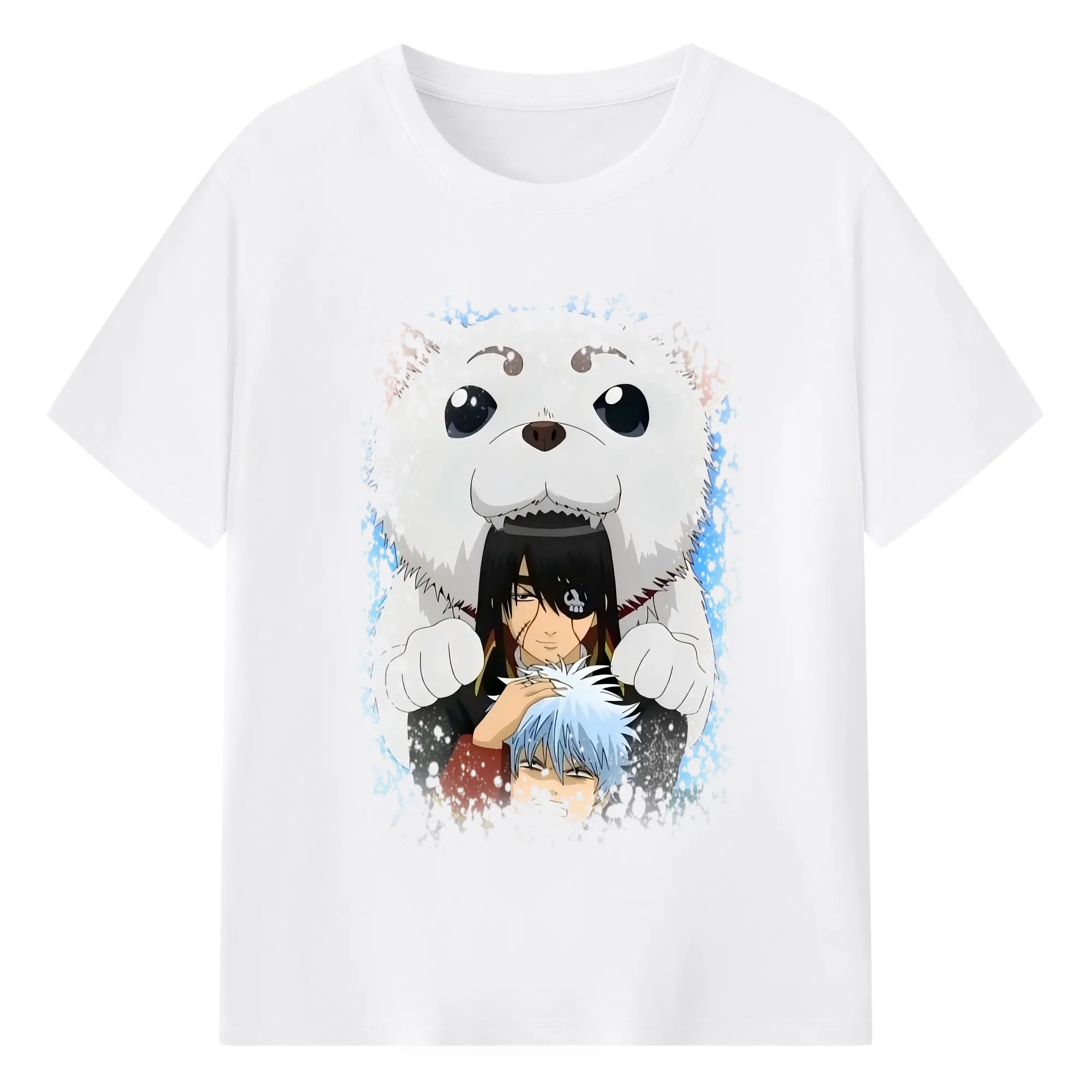 銀魂 グッズ 坂田 銀時 - 綿100％ 半袖Tシャツ ・ フロントプリント ・ 快適 通気性 ・ 日常使い 散歩 スポーツ用