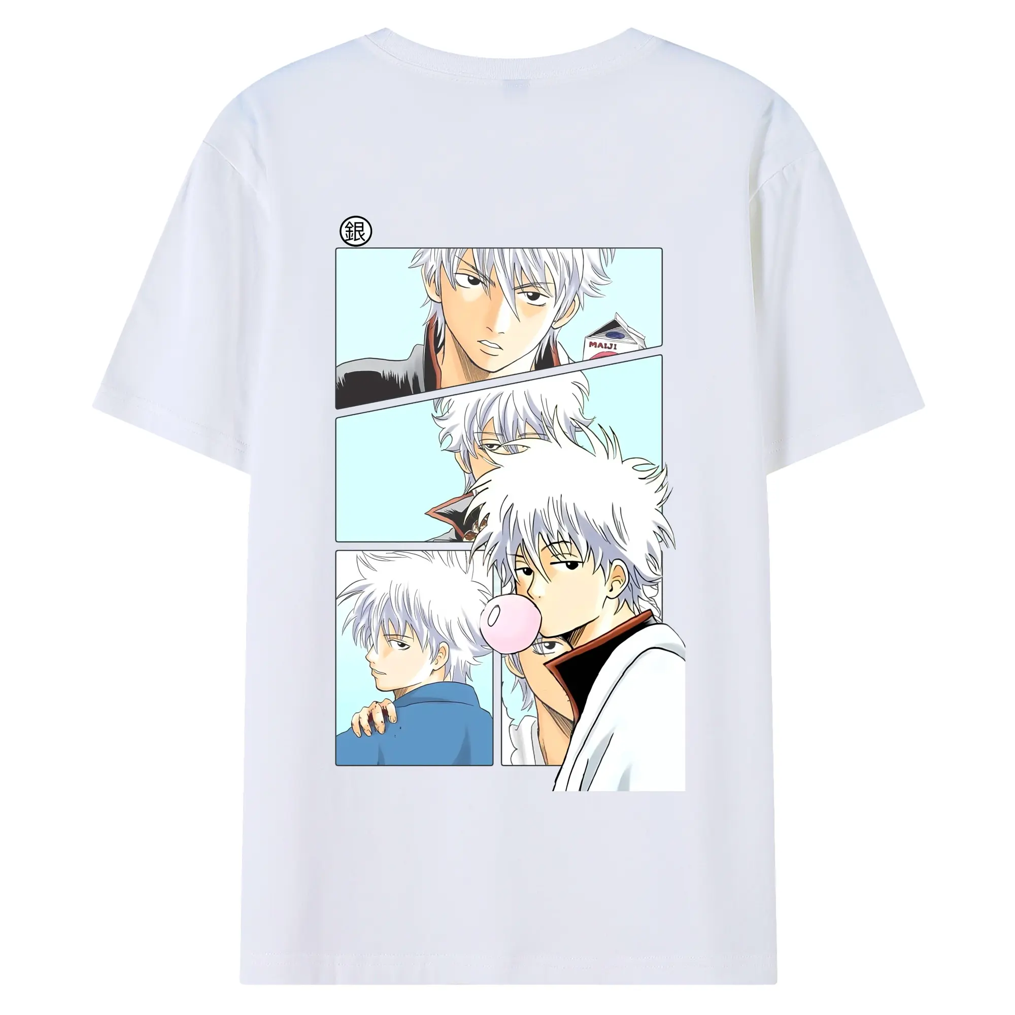 銀魂 グッズ 坂田 銀時 - 綿100％ 半袖Tシャツ ・ バックプリント ・ 快適 通気性 ・ 日常使い 散歩 スポーツ用