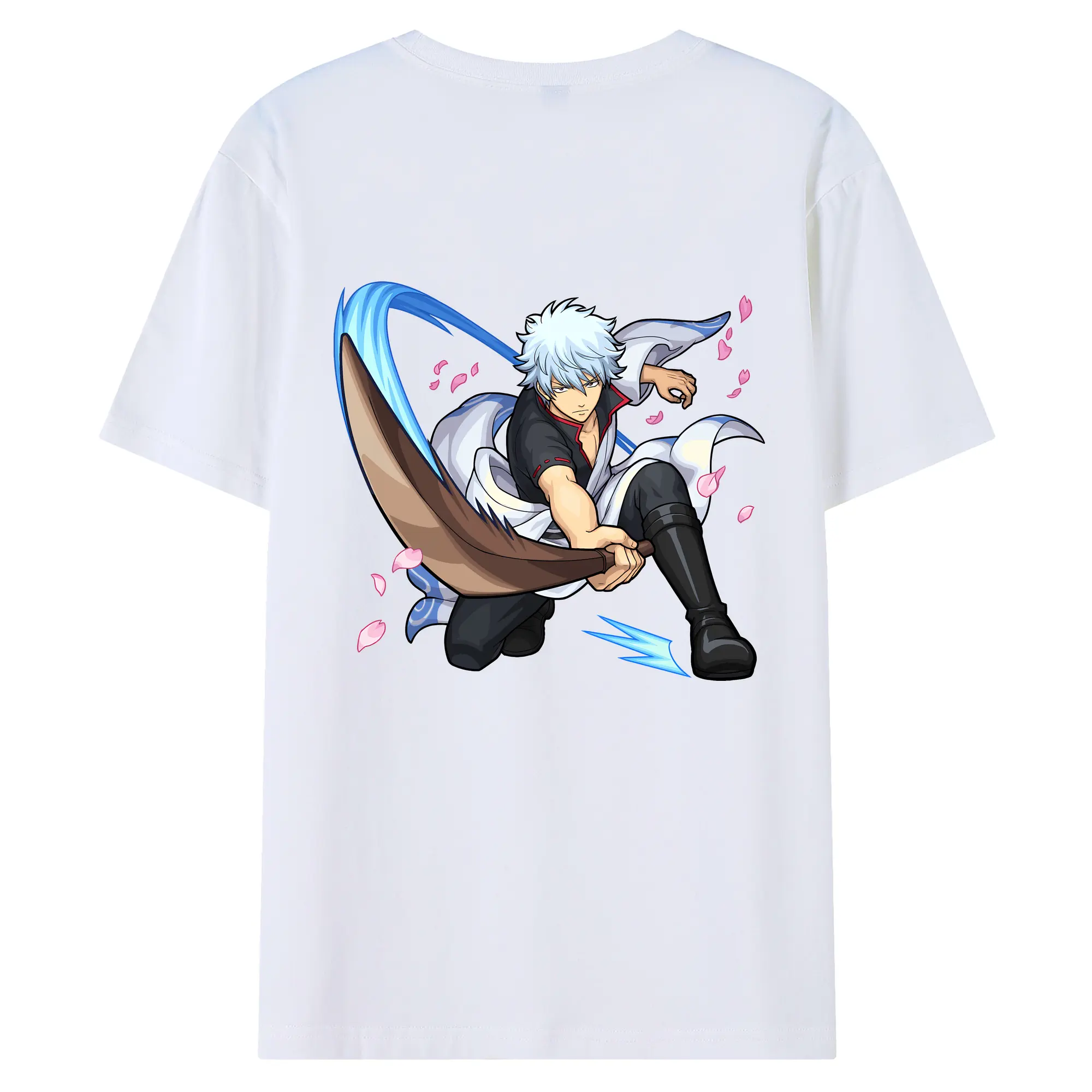 銀魂 グッズ 坂田 銀時 - 綿100％ 半袖Tシャツ ・ バックプリント ・ 快適 通気性 ・ 日常使い 散歩 スポーツ用