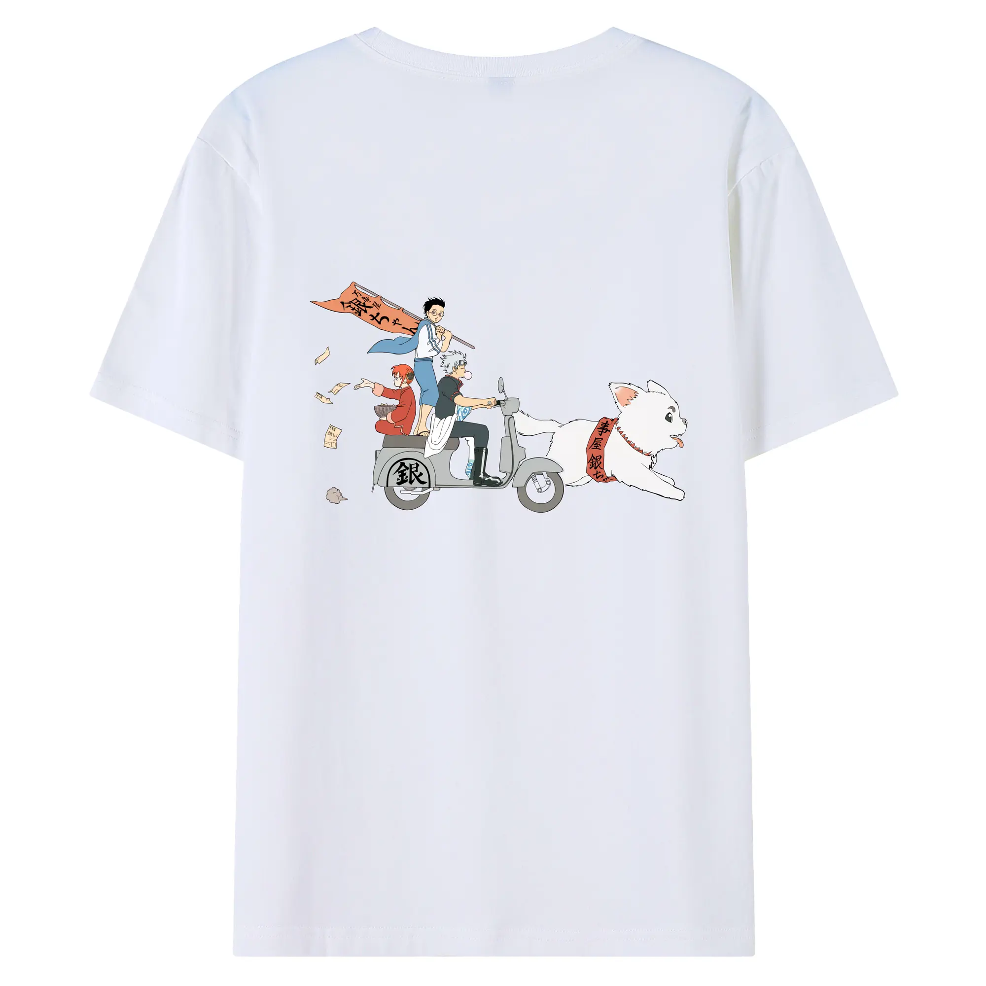 銀魂 グッズ 坂田 銀時 - 綿100％ 半袖Tシャツ ・ バックプリント ・ 快適 通気性 ・ 日常使い 散歩 スポーツ用