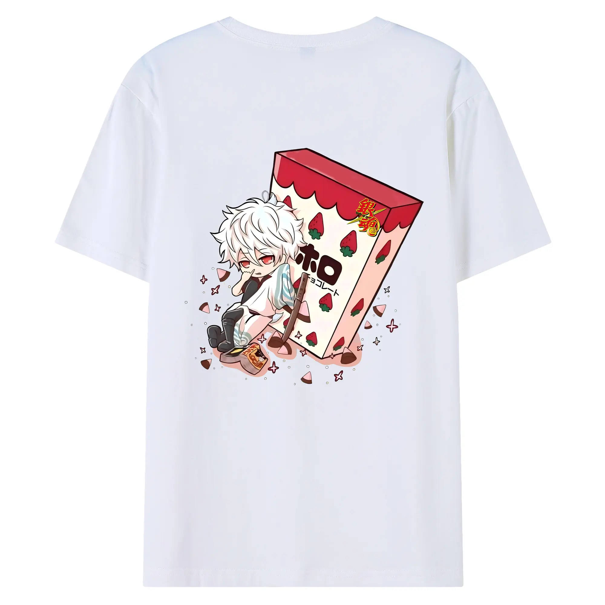 銀魂 グッズ 坂田 銀時 - 綿100％ 半袖Tシャツ ・ バックプリント ・ 快適 通気性 ・ 日常使い 散歩 スポーツ用