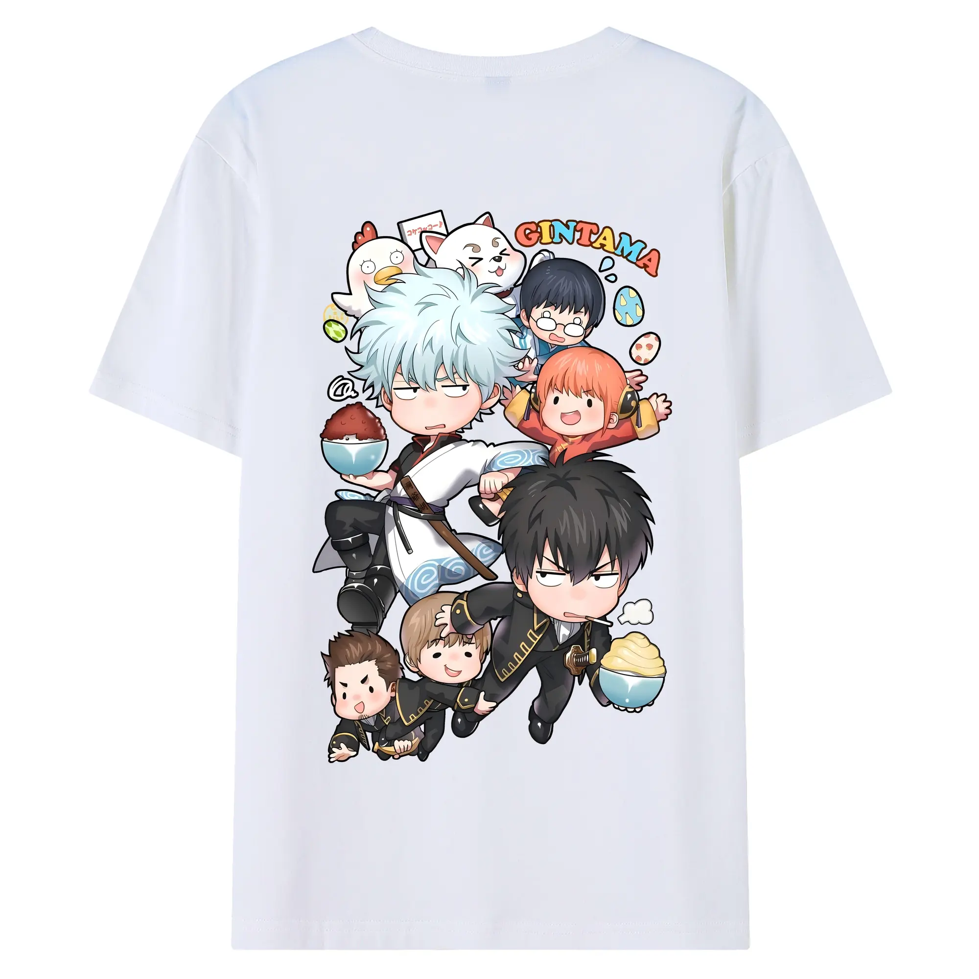 銀魂 グッズ 坂田 銀時 - 綿100％ 半袖Tシャツ ・ バックプリント ・ 快適 通気性 ・ 日常使い 散歩 スポーツ用