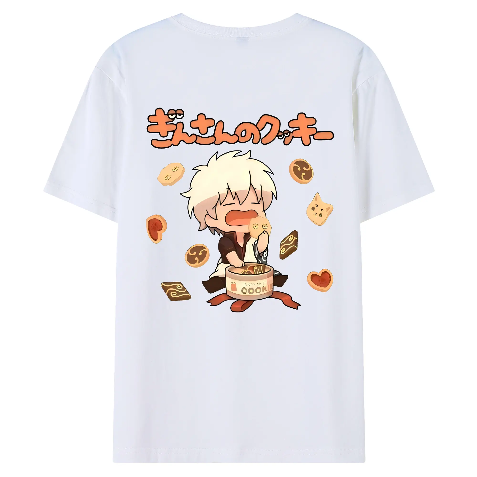 銀魂 グッズ 坂田 銀時 - 綿100％ 半袖Tシャツ ・ バックプリント ・ 快適 通気性 ・ 日常使い 散歩 スポーツ用