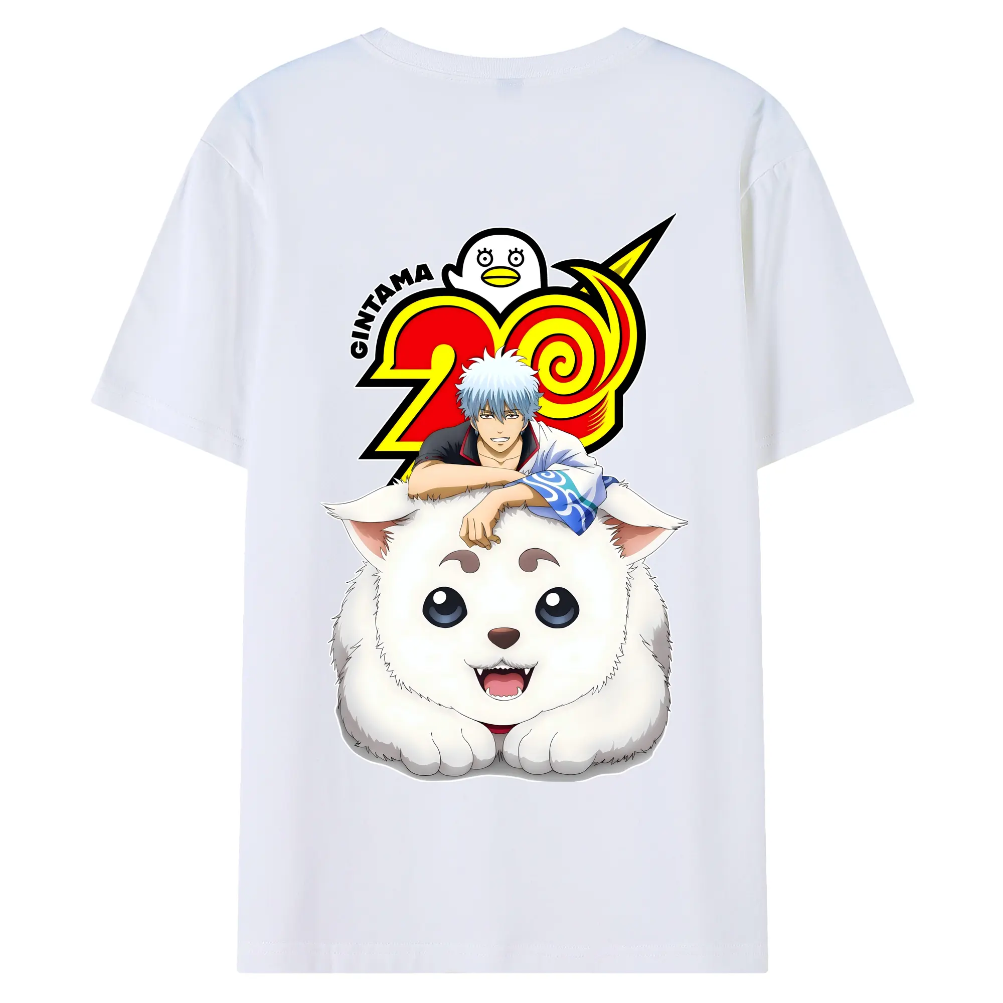 銀魂 グッズ 坂田 銀時 - 綿100％ 半袖Tシャツ ・ バックプリント ・ 快適 通気性 ・ 日常使い 散歩 スポーツ用