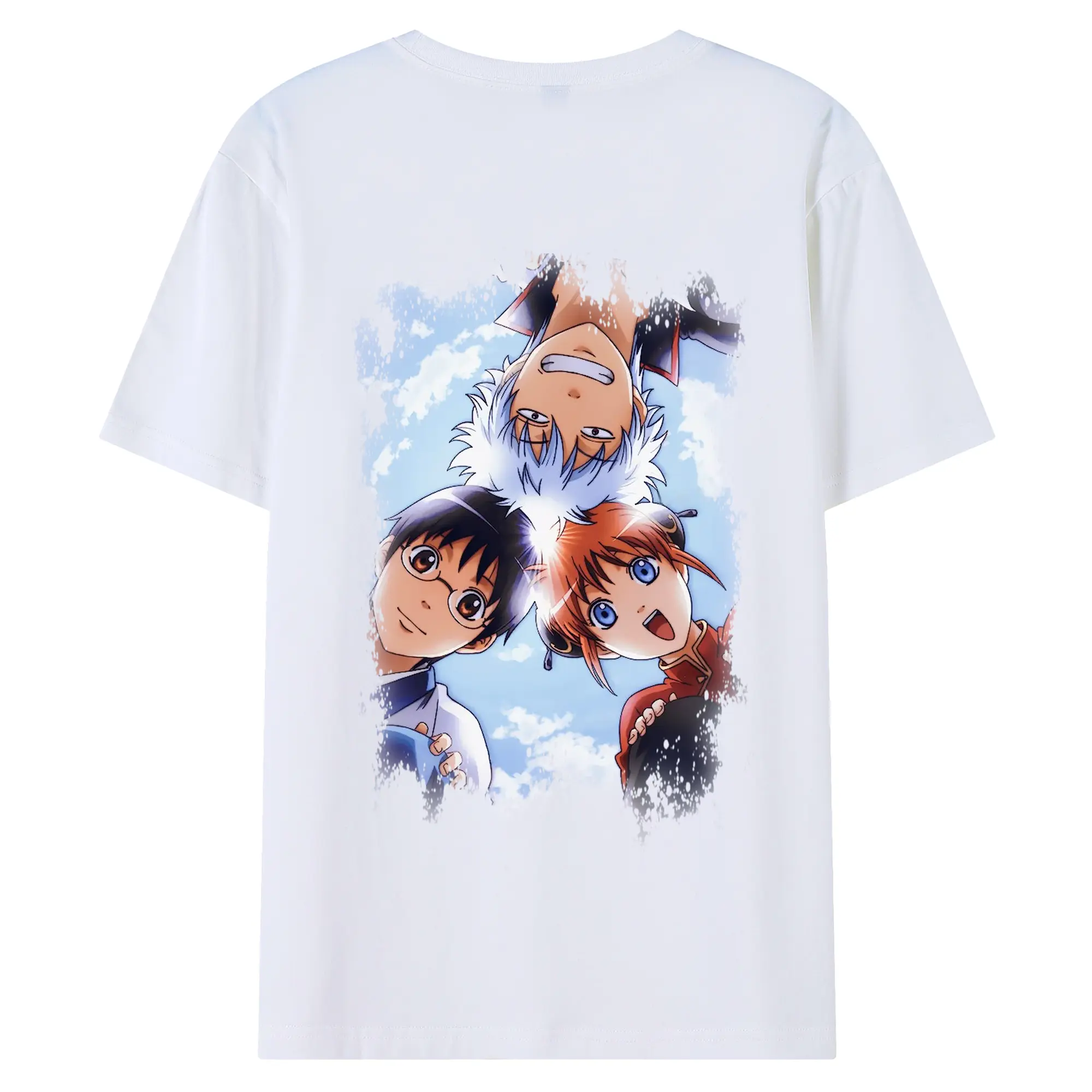 銀魂 グッズ 坂田 銀時 - 綿100％ 半袖Tシャツ ・ バックプリント ・ 快適 通気性 ・ 日常使い 散歩 スポーツ用