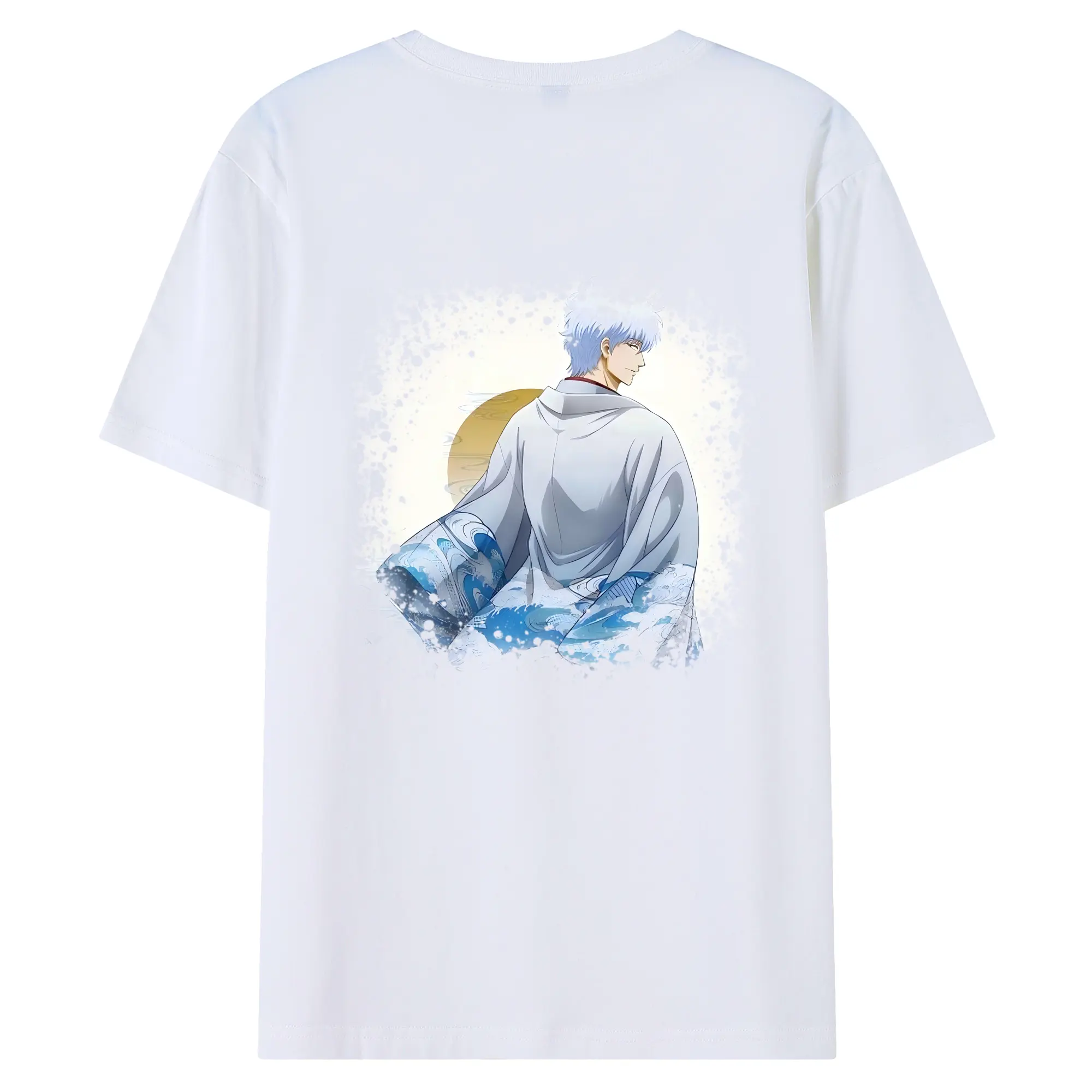 銀魂 グッズ 坂田 銀時 - 綿100％ 半袖Tシャツ ・ バックプリント ・ 快適 通気性 ・ 日常使い 散歩 スポーツ用