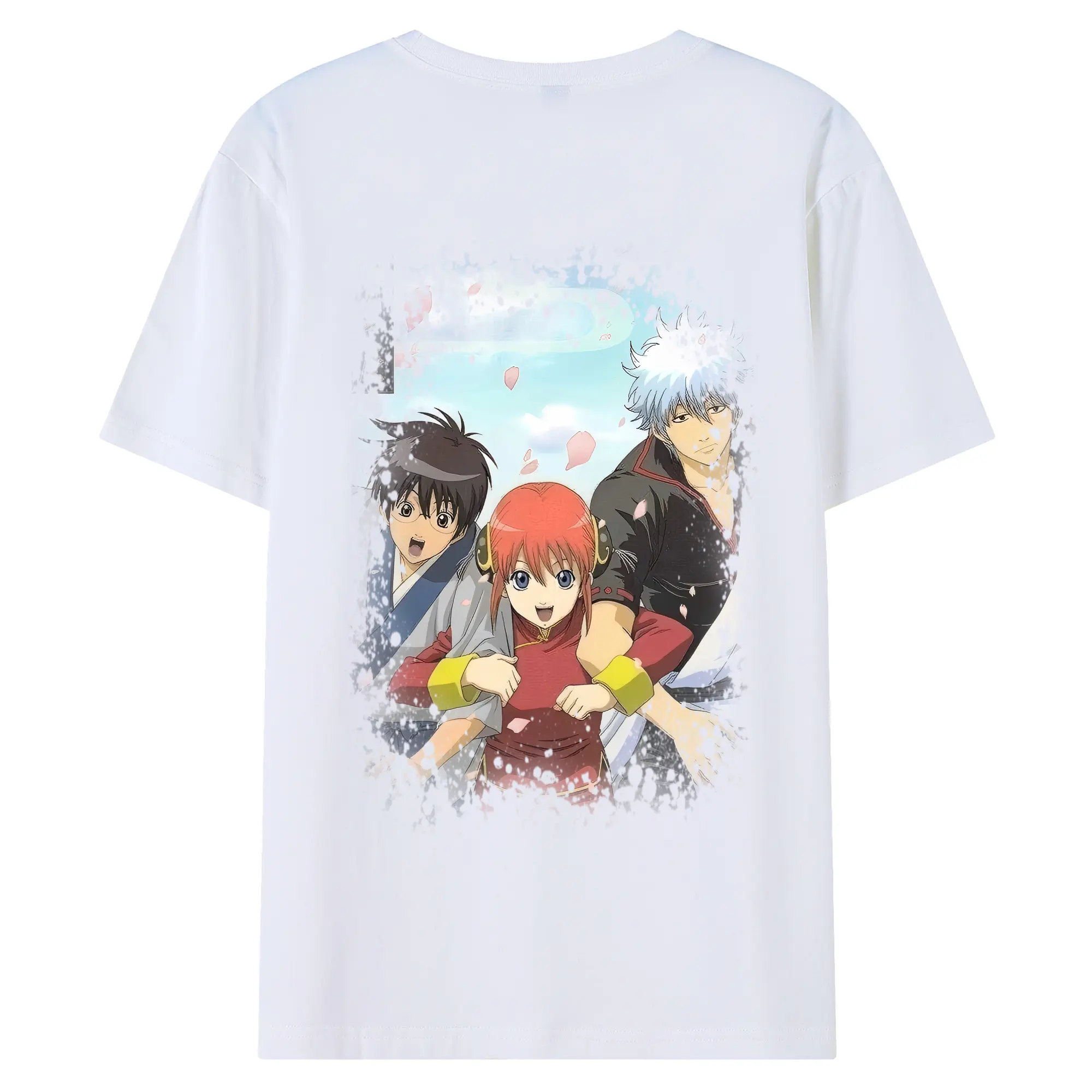 銀魂 グッズ 坂田 銀時 - 綿100％ 半袖Tシャツ ・ バックプリント ・ 快適 通気性 ・ 日常使い 散歩 スポーツ用