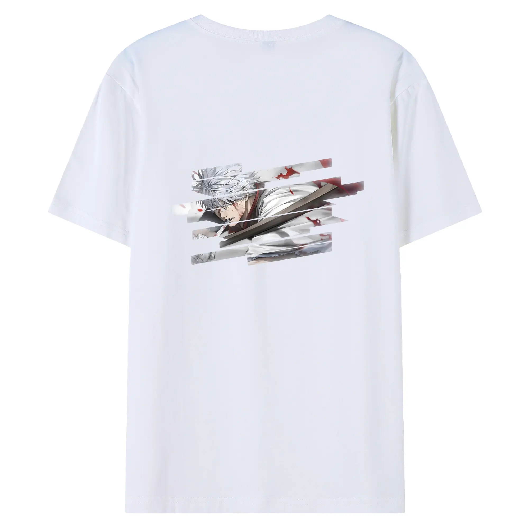 銀魂 グッズ 坂田 銀時 - 綿100％ 半袖Tシャツ ・ バックプリント ・ 快適 通気性 ・ 日常使い 散歩 スポーツ用