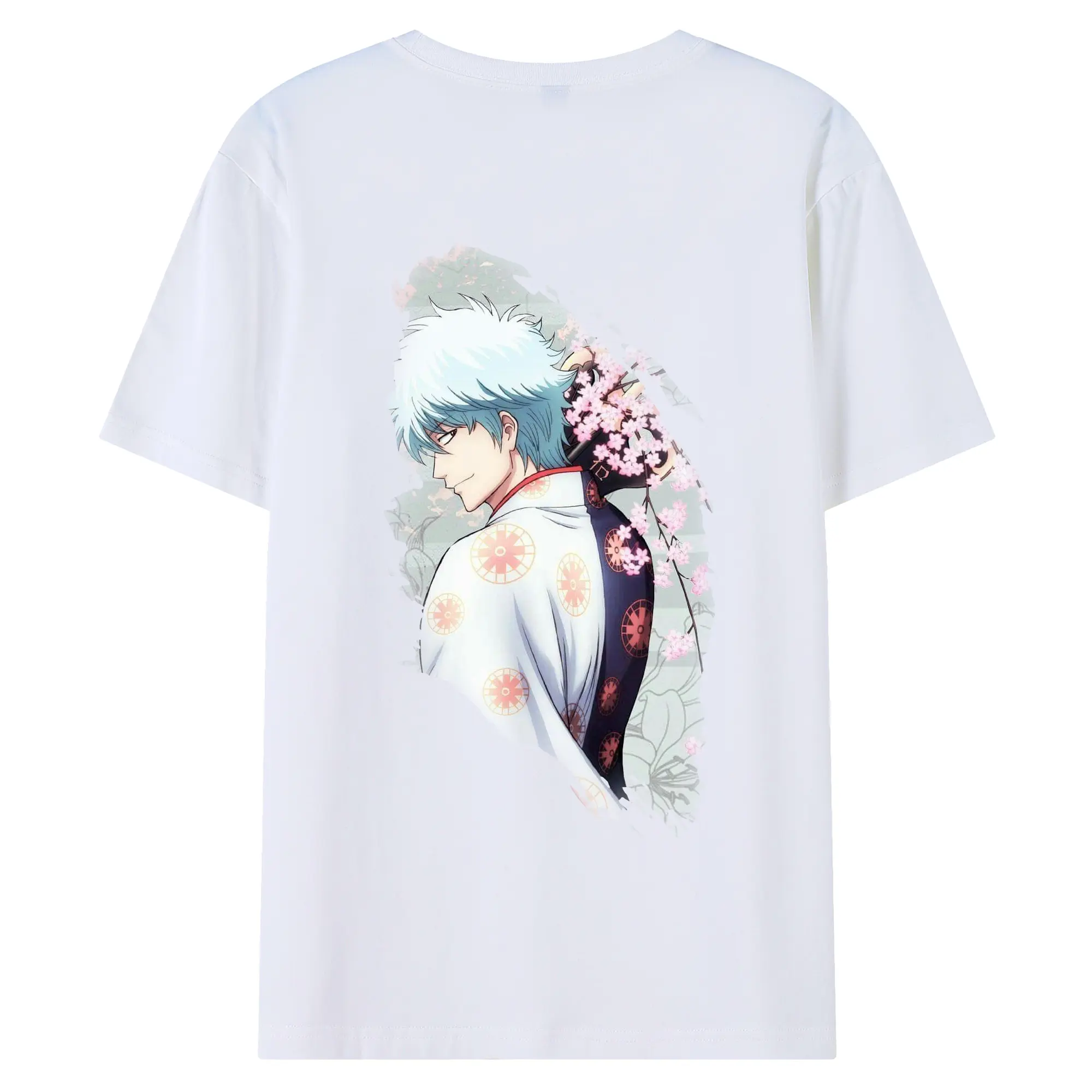 銀魂 グッズ 坂田 銀時 - 綿100％ 半袖Tシャツ ・ バックプリント ・ 快適 通気性 ・ 日常使い 散歩 スポーツ用