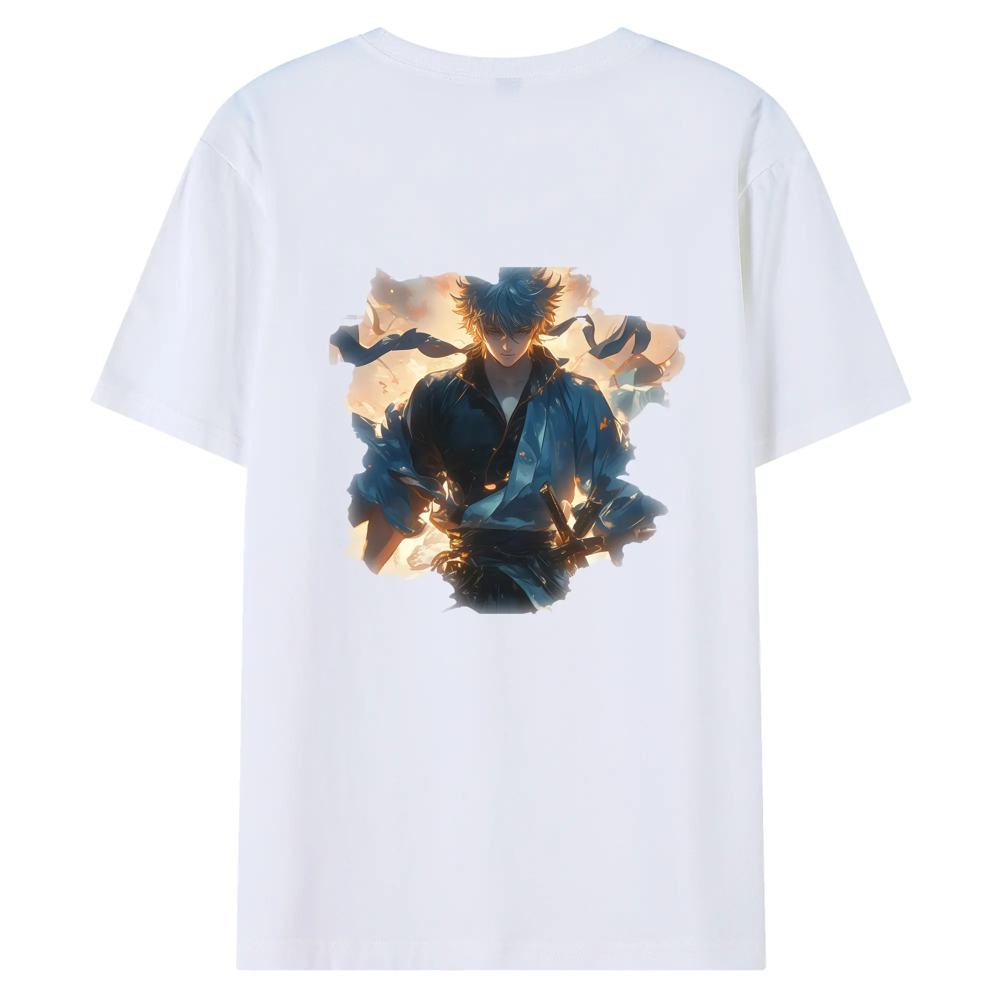 銀魂 グッズ 坂田 銀時 - 綿100％ 半袖Tシャツ ・ バックプリント ・ 快適 通気性 ・ 日常使い 散歩 スポーツ用