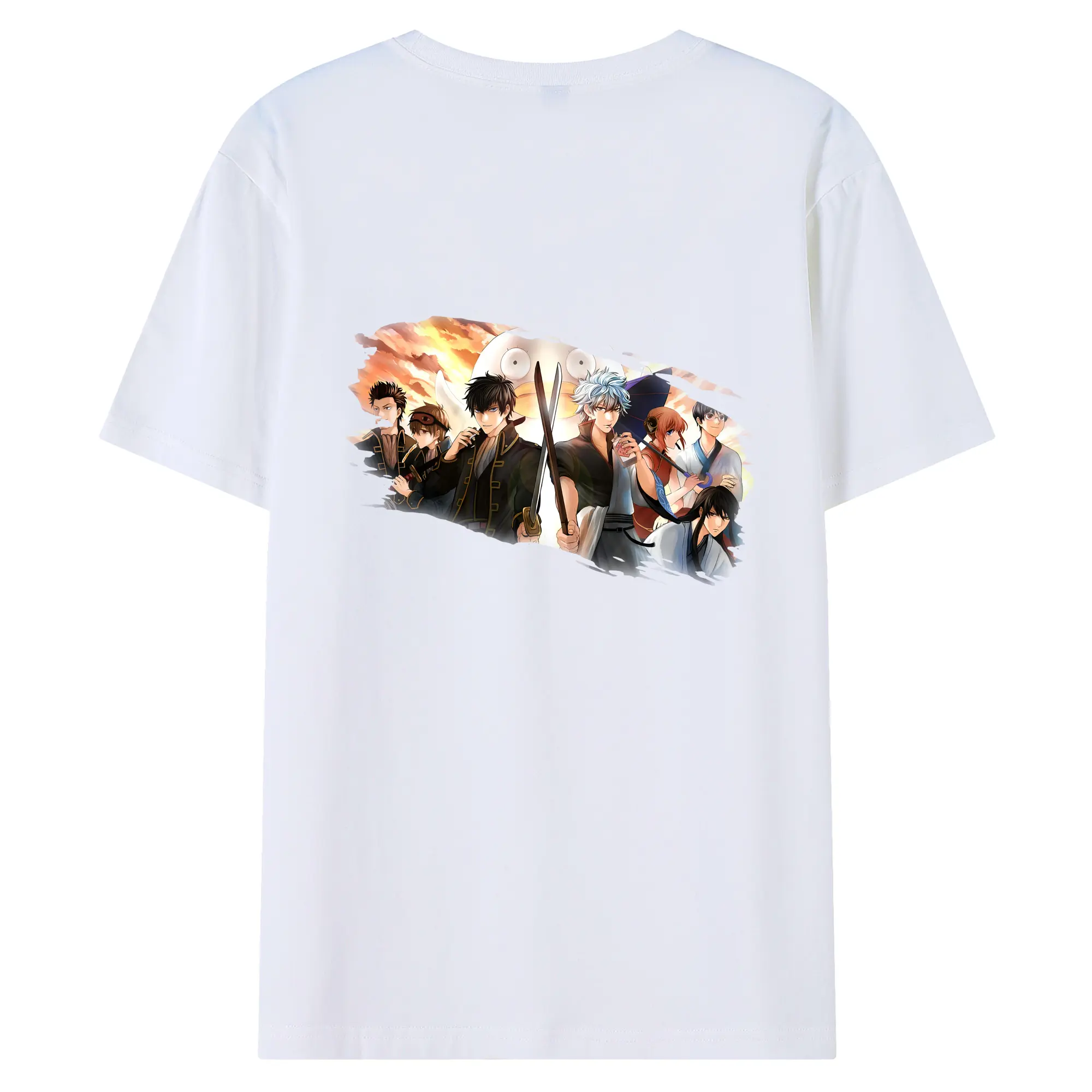 銀魂 グッズ 坂田 銀時 - 綿100％ 半袖Tシャツ ・ バックプリント ・ 快適 通気性 ・ 日常使い 散歩 スポーツ用