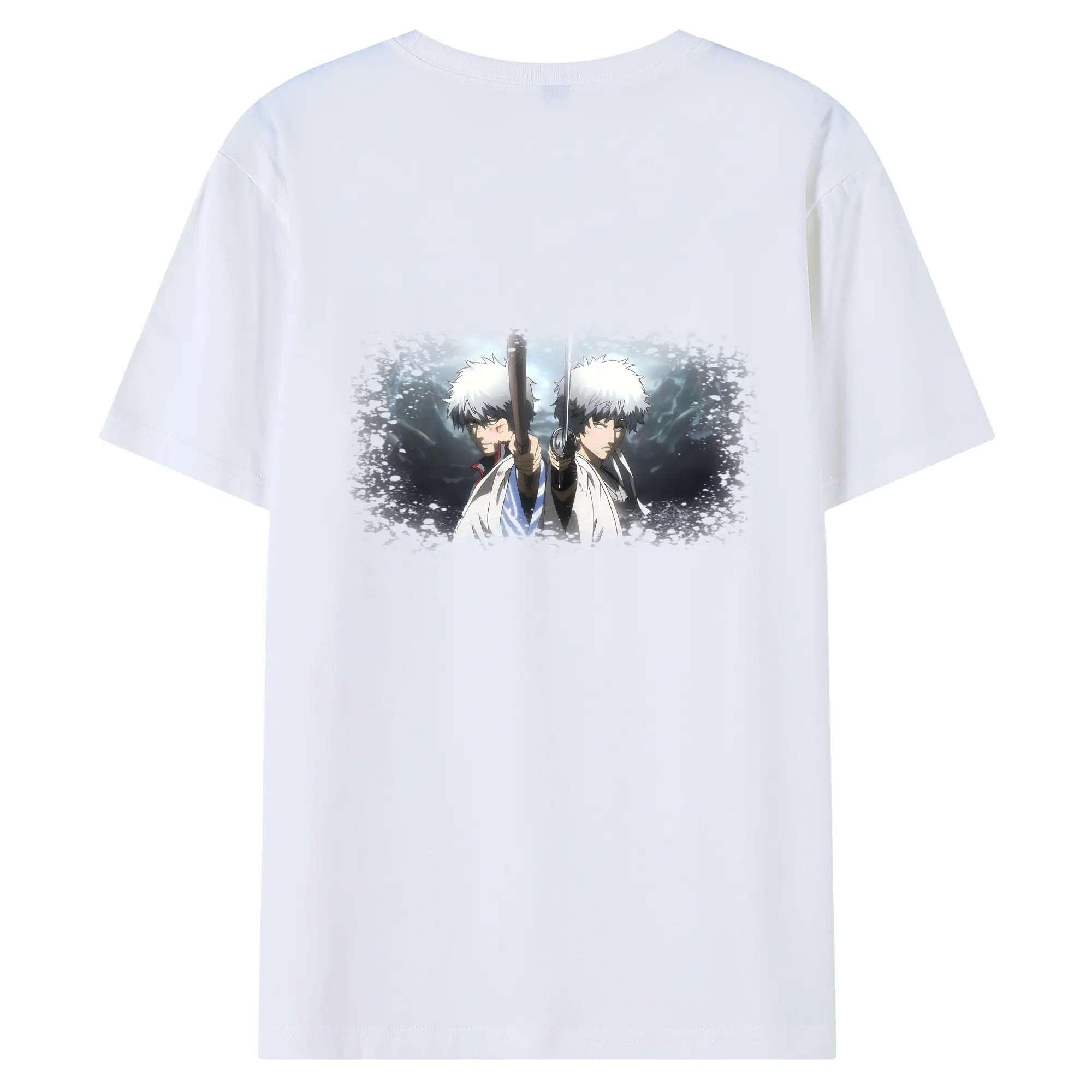 銀魂 グッズ 坂田 銀時 - 綿100％ 半袖Tシャツ ・ バックプリント ・ 快適 通気性 ・ 日常使い 散歩 スポーツ用