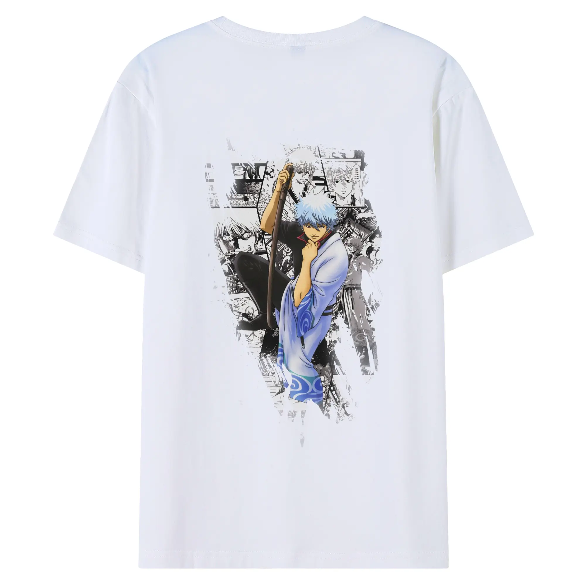 銀魂 グッズ 坂田 銀時 - 綿100％ 半袖Tシャツ ・ バックプリント ・ 快適 通気性 ・ 日常使い 散歩 スポーツ用