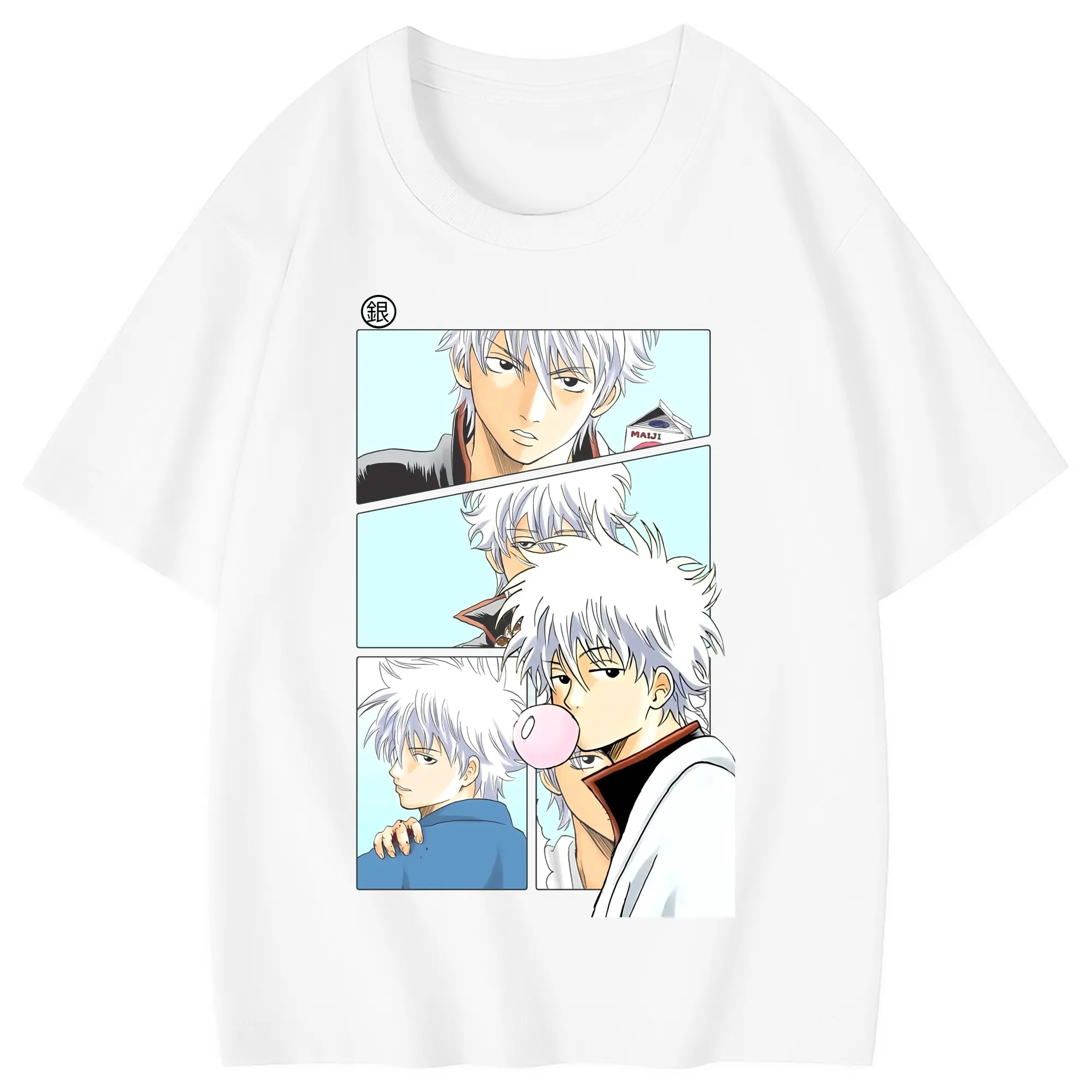 銀魂 グッズ 坂田 銀時 - 綿100％ キッズTシャツ ・ フロントプリント ・ 快適 通気性 ・ スポーツ カジュアル 散歩用