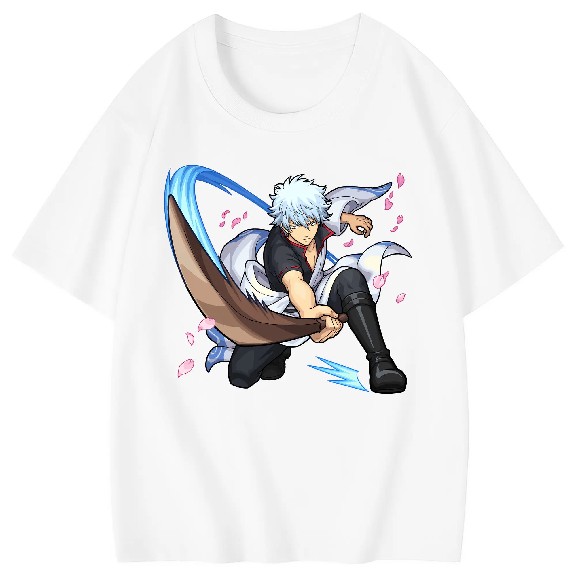 銀魂 グッズ 坂田 銀時 - 綿100％ キッズTシャツ ・ フロントプリント ・ 快適 通気性 ・ スポーツ カジュアル 散歩用