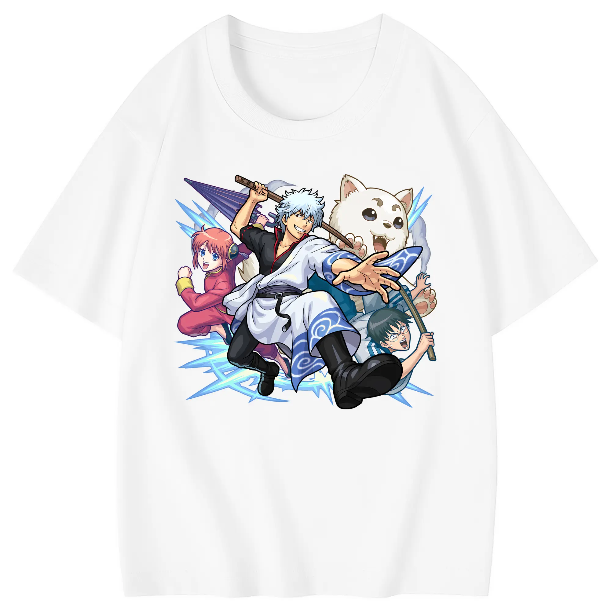 銀魂 グッズ 坂田 銀時 - 綿100％ キッズTシャツ ・ フロントプリント ・ 快適 通気性 ・ スポーツ カジュアル 散歩用