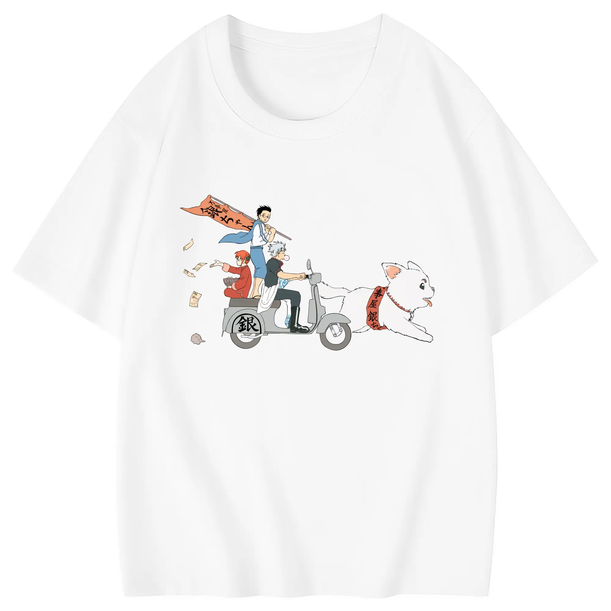 銀魂 グッズ 坂田 銀時 - 綿100％ キッズTシャツ ・ フロントプリント ・ 快適 通気性 ・ スポーツ カジュアル 散歩用