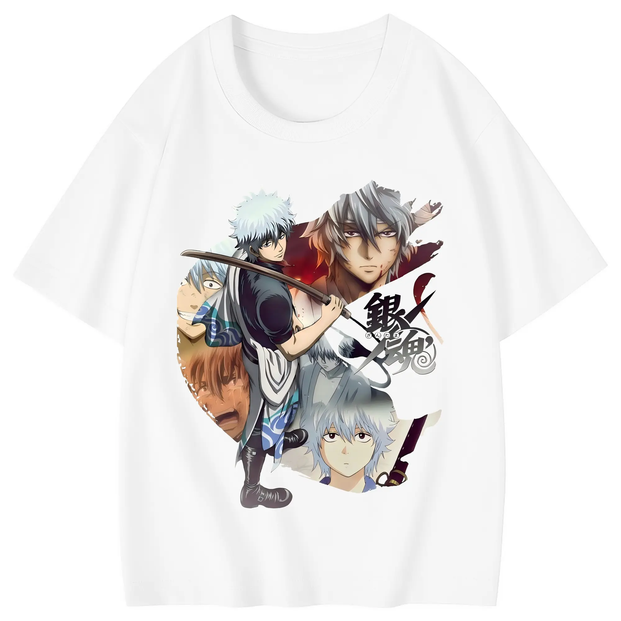 銀魂 グッズ 坂田 銀時 - 綿100％ キッズTシャツ ・ フロントプリント ・ 快適 通気性 ・ スポーツ カジュアル 散歩用