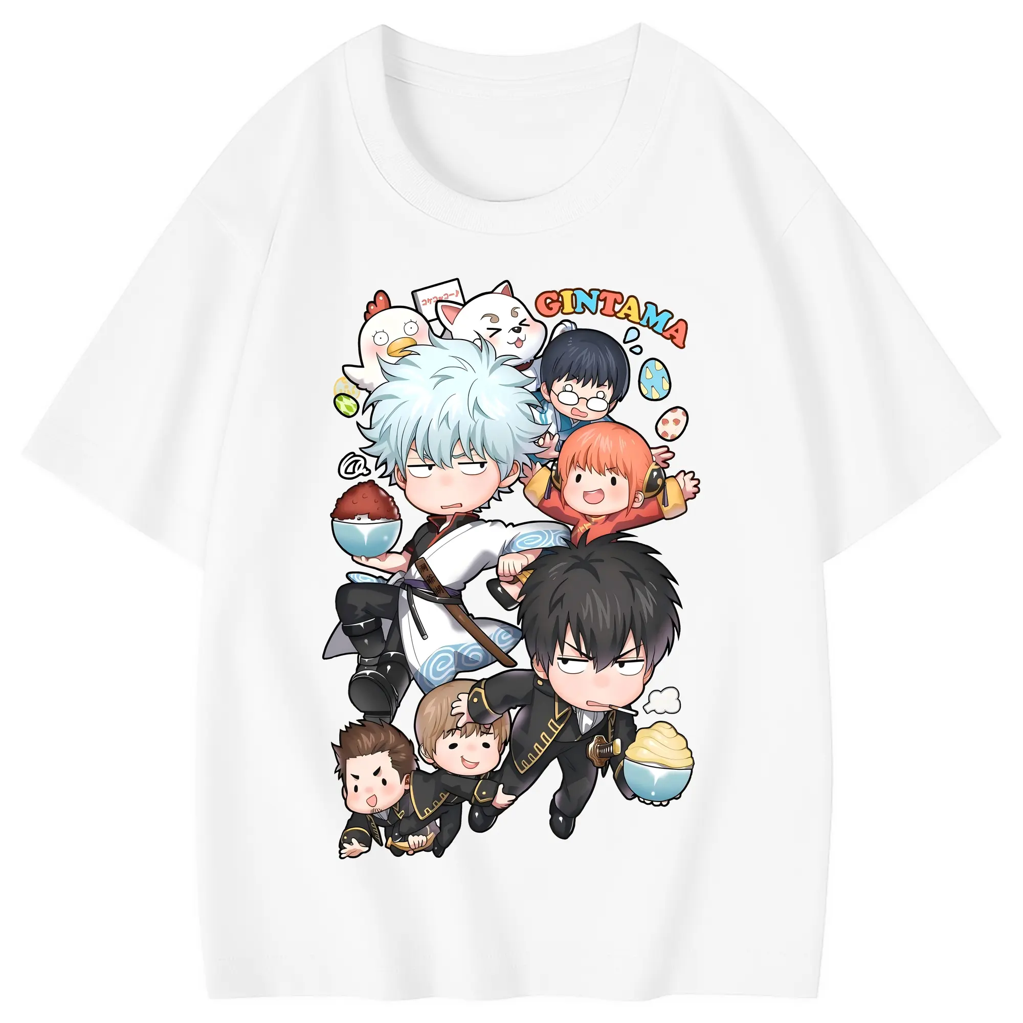 銀魂 グッズ 坂田 銀時 - 綿100％ キッズTシャツ ・ フロントプリント ・ 快適 通気性 ・ スポーツ カジュアル 散歩用