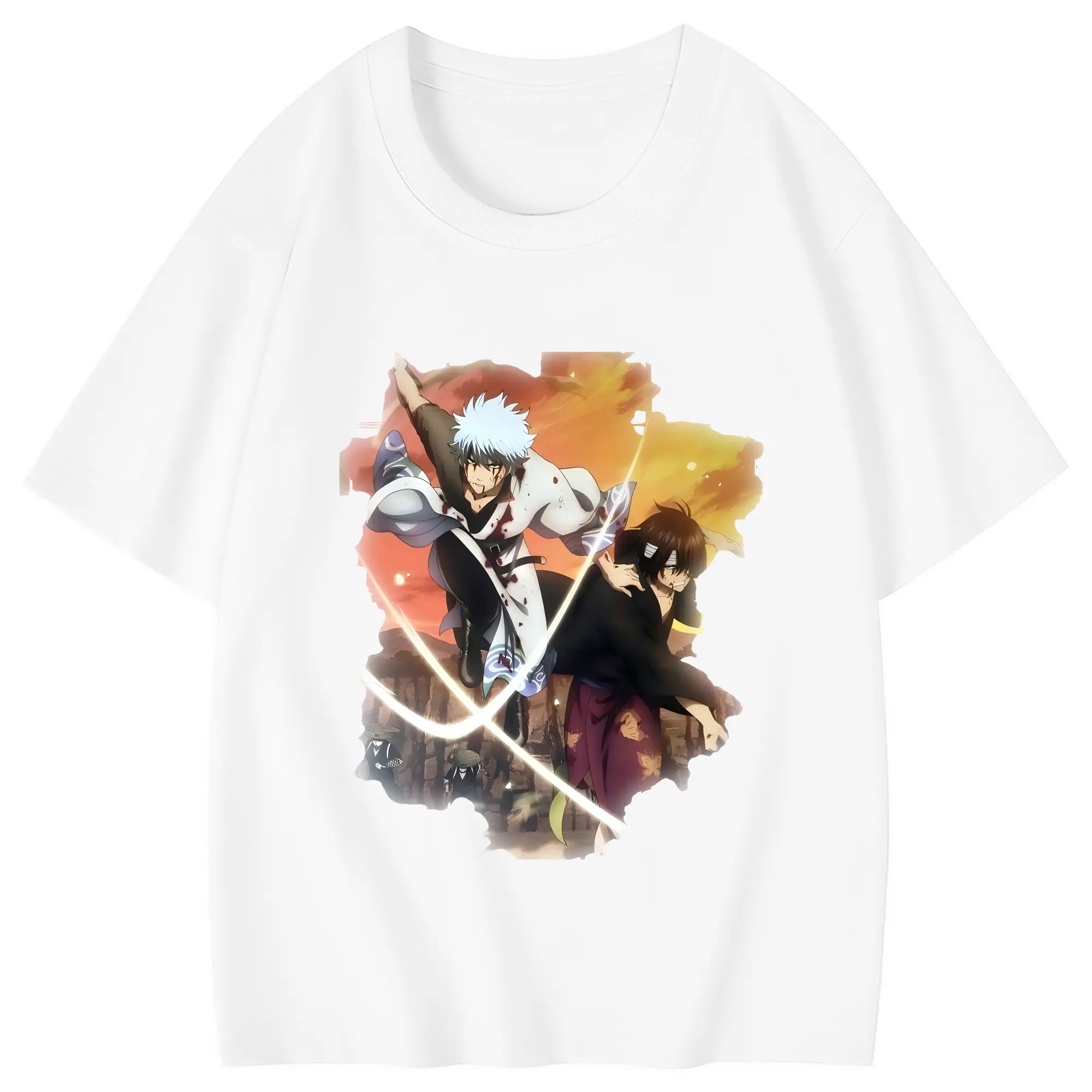 銀魂 グッズ 坂田 銀時 - 綿100％ キッズTシャツ ・ フロントプリント ・ 快適 通気性 ・ スポーツ カジュアル 散歩用